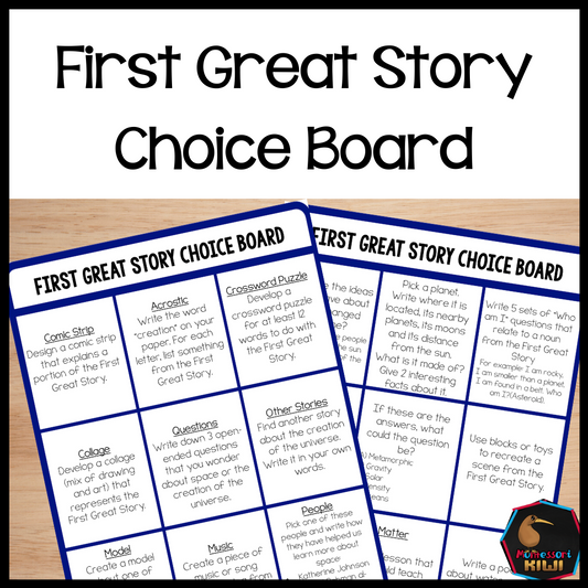 First Great Story Choice Board (cosmic) - montessorikiwi