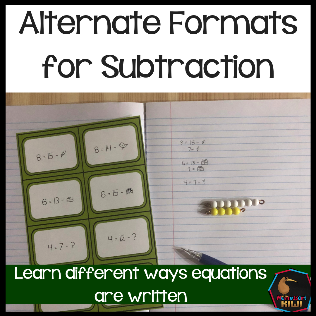 Alternative formats for Subtraction - basic facts - montessorikiwi