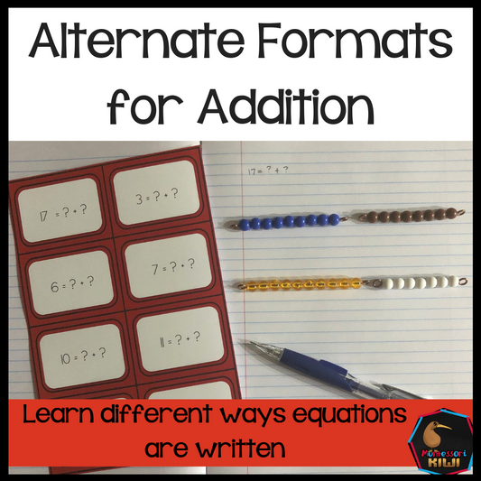 Alternative formats for Addition - basic facts - montessorikiwi