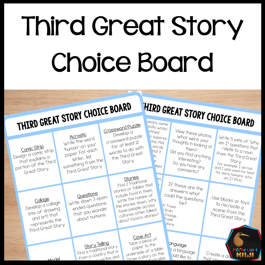 Third Great Story Choice Board (cosmic) - montessorikiwi
