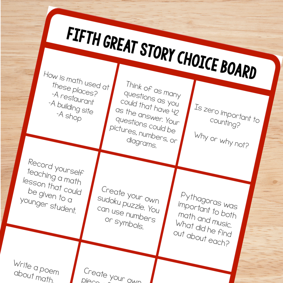 Great Story Choice Board Bundle - montessorikiwi
