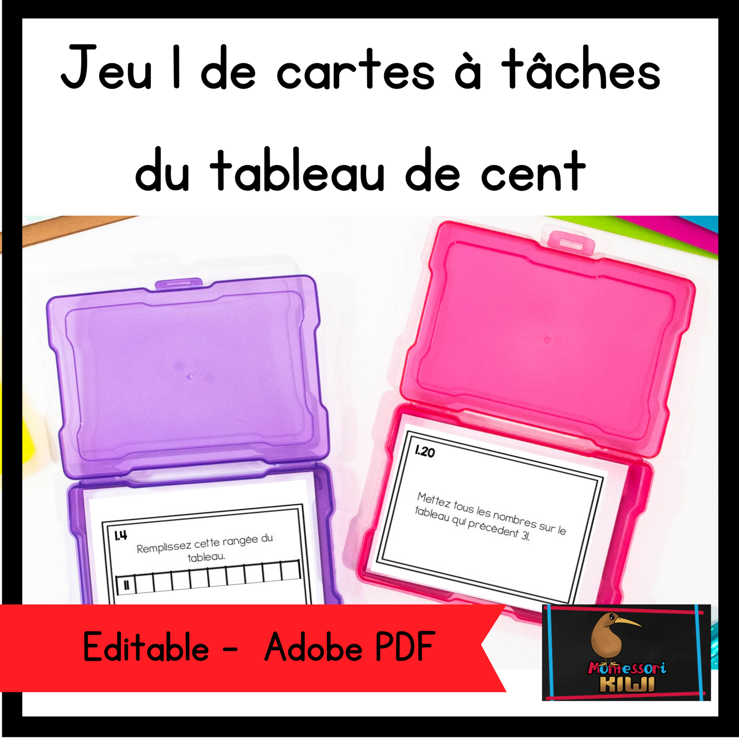 Jeu 1 de cartes à tâches du tableau de cent (Hundreds Boards set 1 French Version) - montessorikiwi