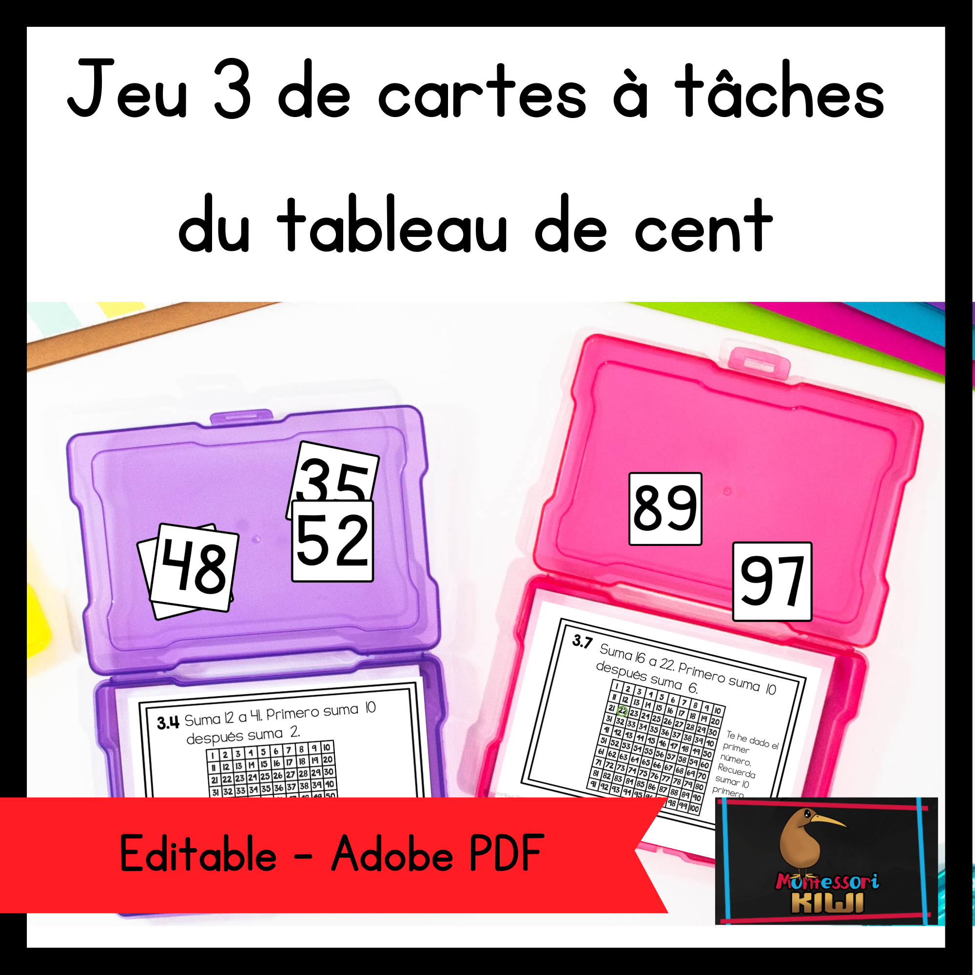 Cartes à tâches du tableau de cent - Jeu 3 (Hundreds Board Set 3 French)