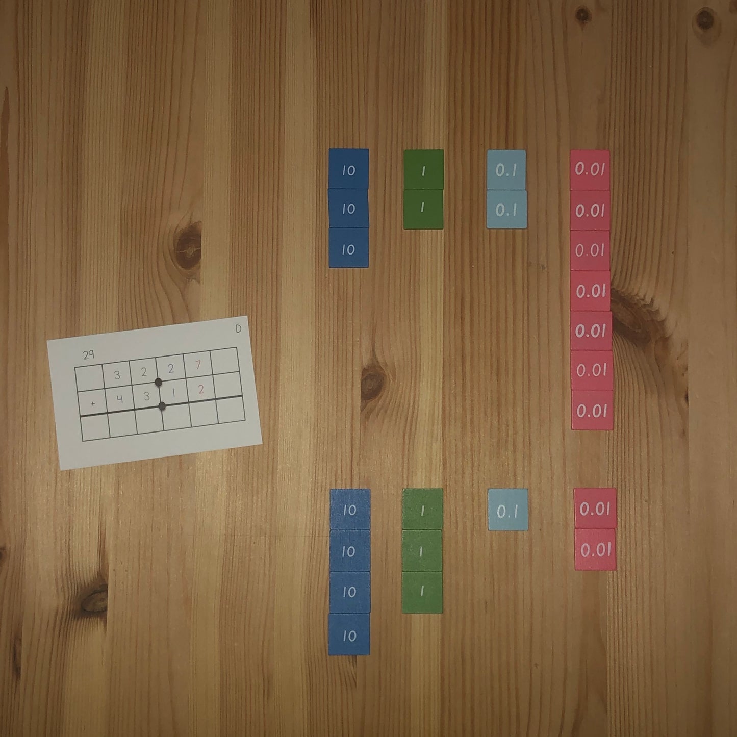 Addition of Decimal Task Cards - montessorikiwi