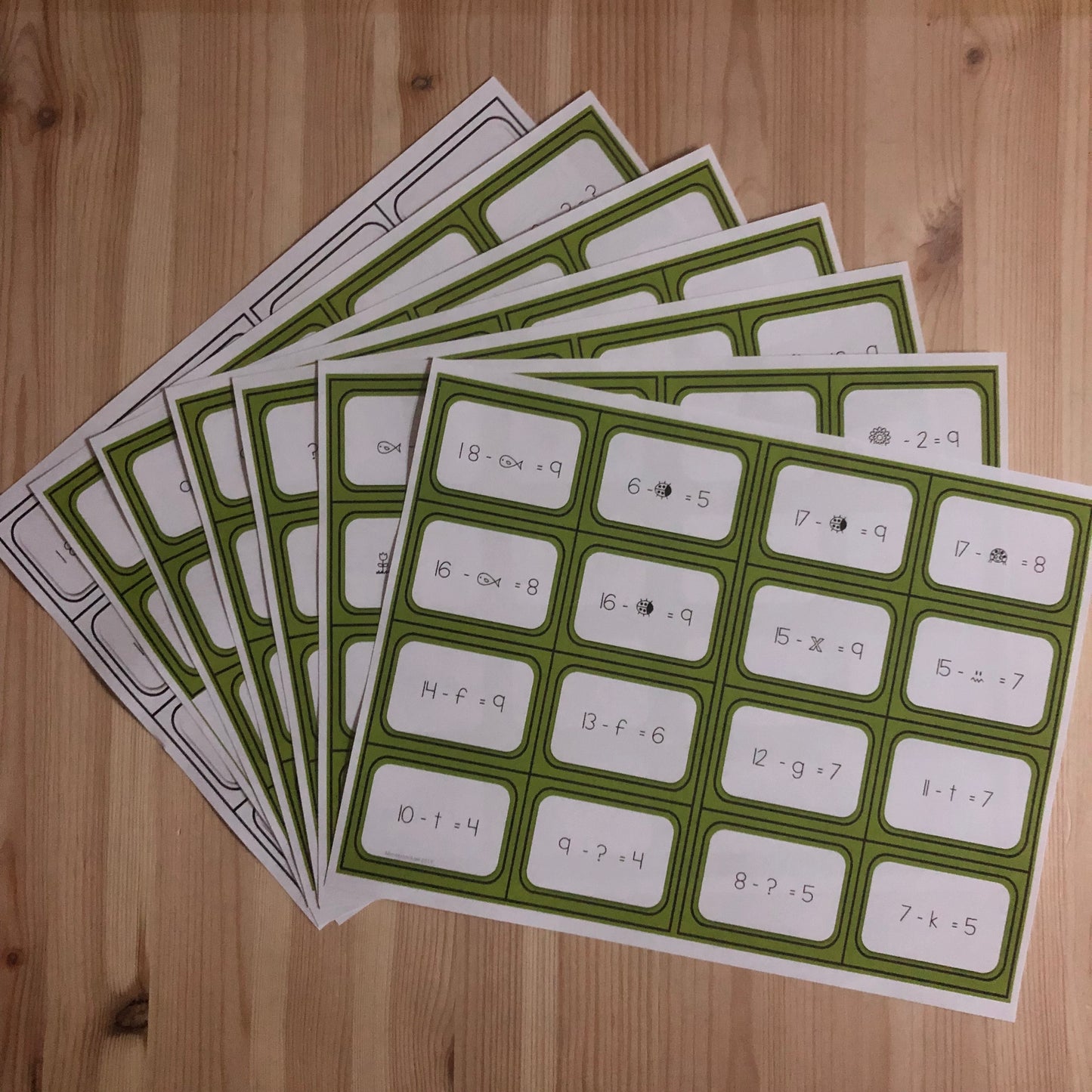 Alternative formats for Subtraction - basic facts - montessorikiwi