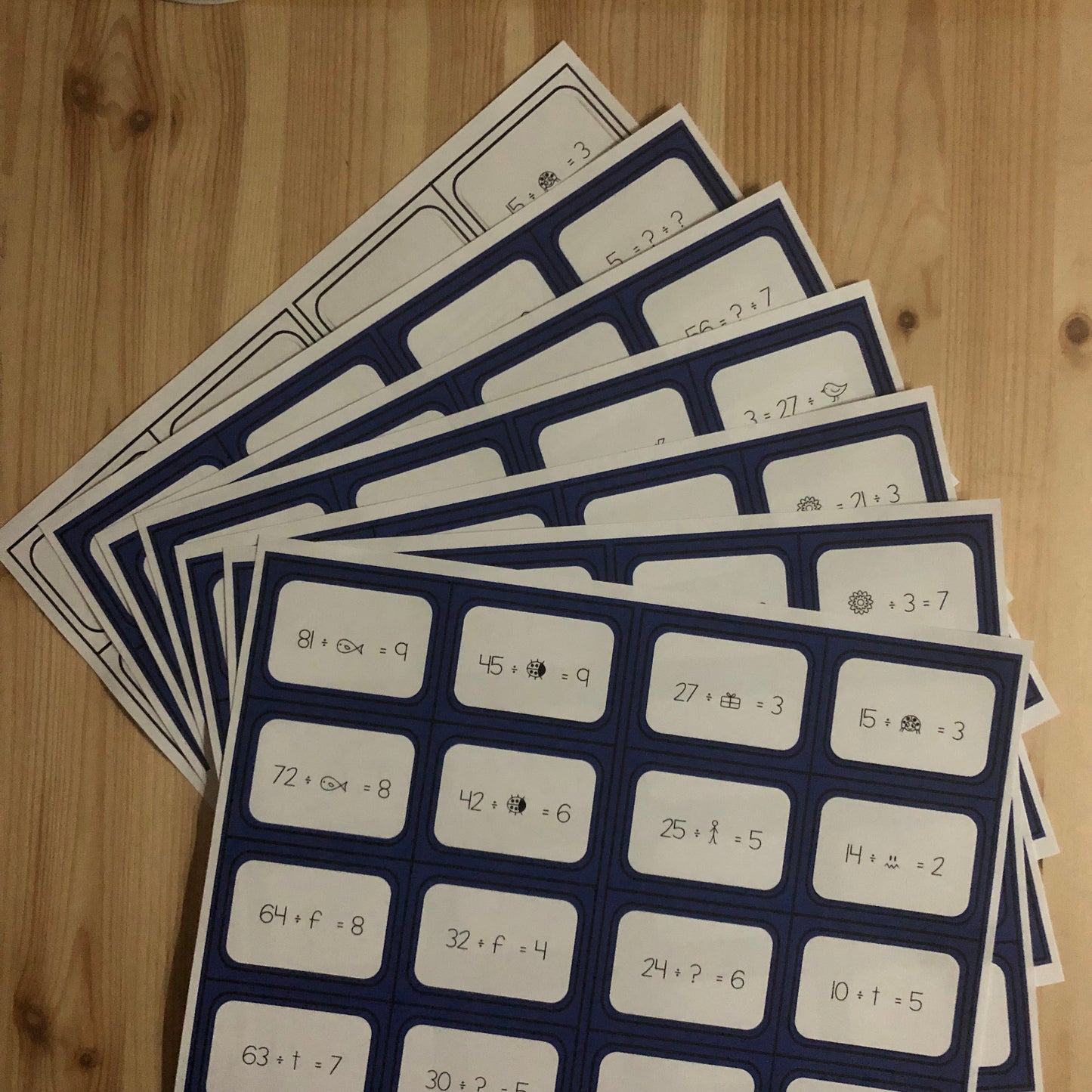 Alternative formats for Division - basic facts - montessorikiwi