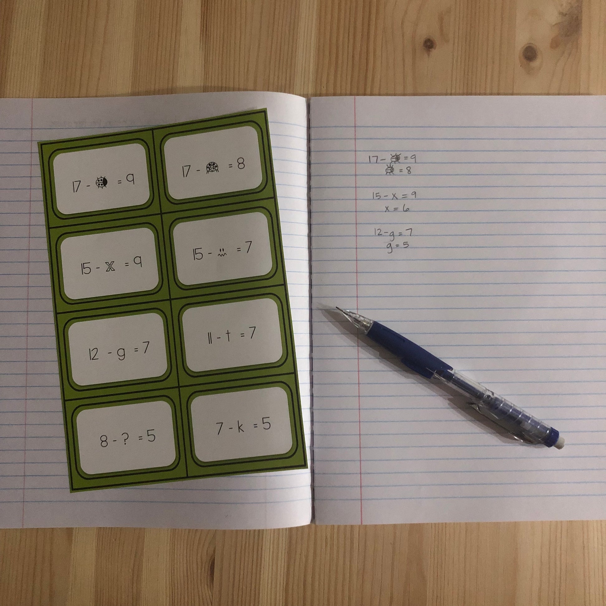 Alternative formats for Subtraction - basic facts - montessorikiwi