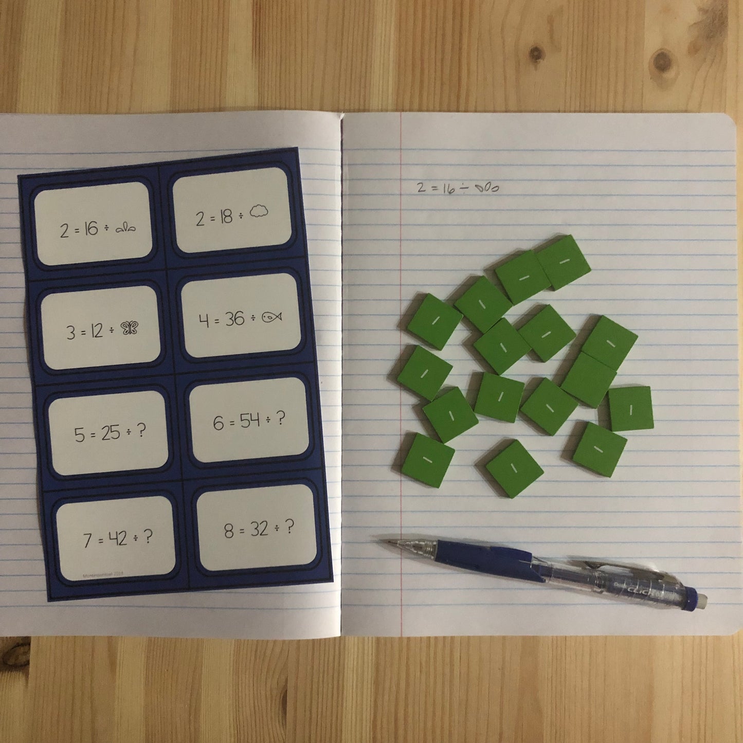 Alternative formats for Division - basic facts - montessorikiwi