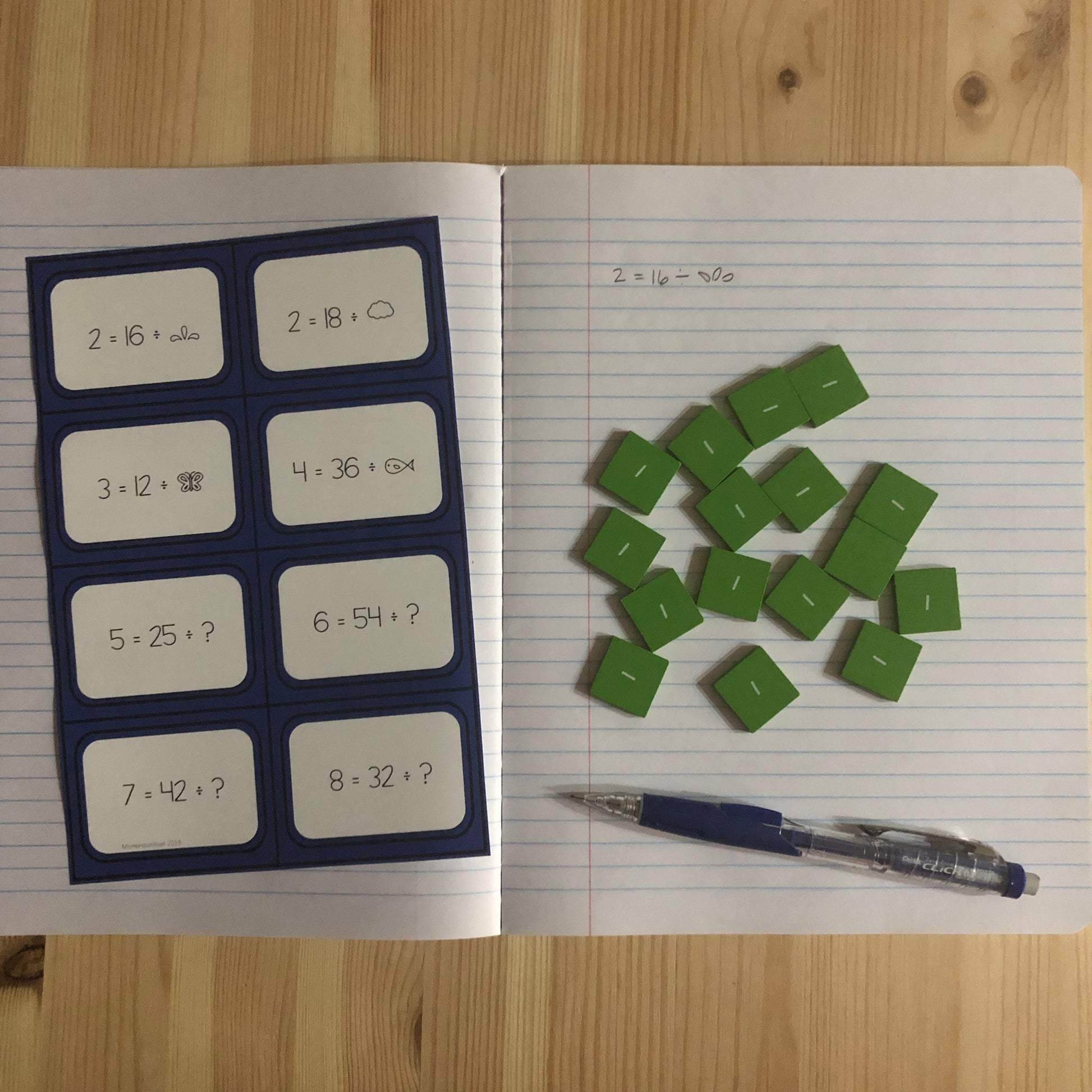 Alternative formats for Division - basic facts - montessorikiwi