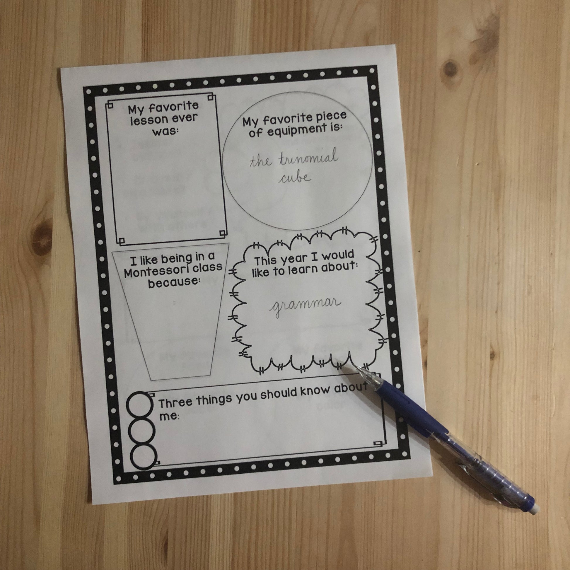 Montessori back to school - all about me - montessorikiwi