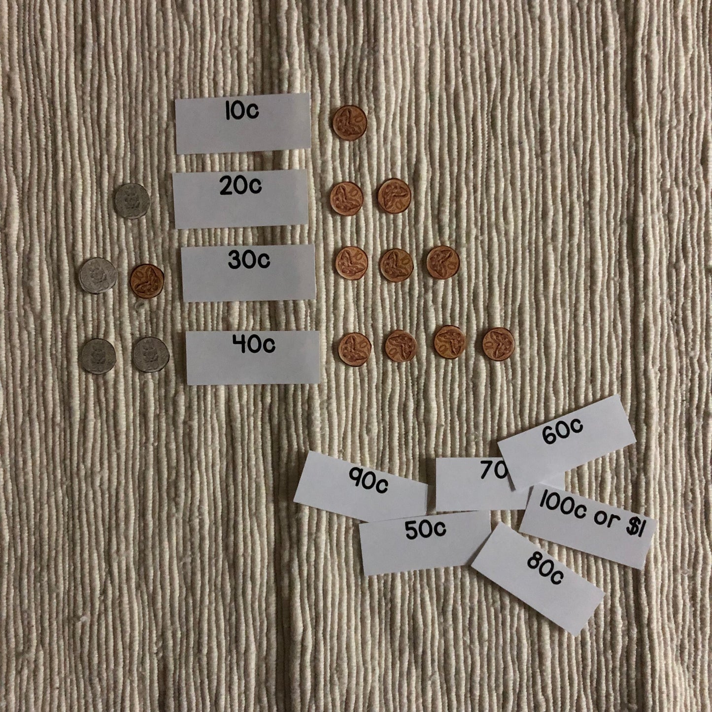 New Zealand Money level 1: matching amounts - montessorikiwi