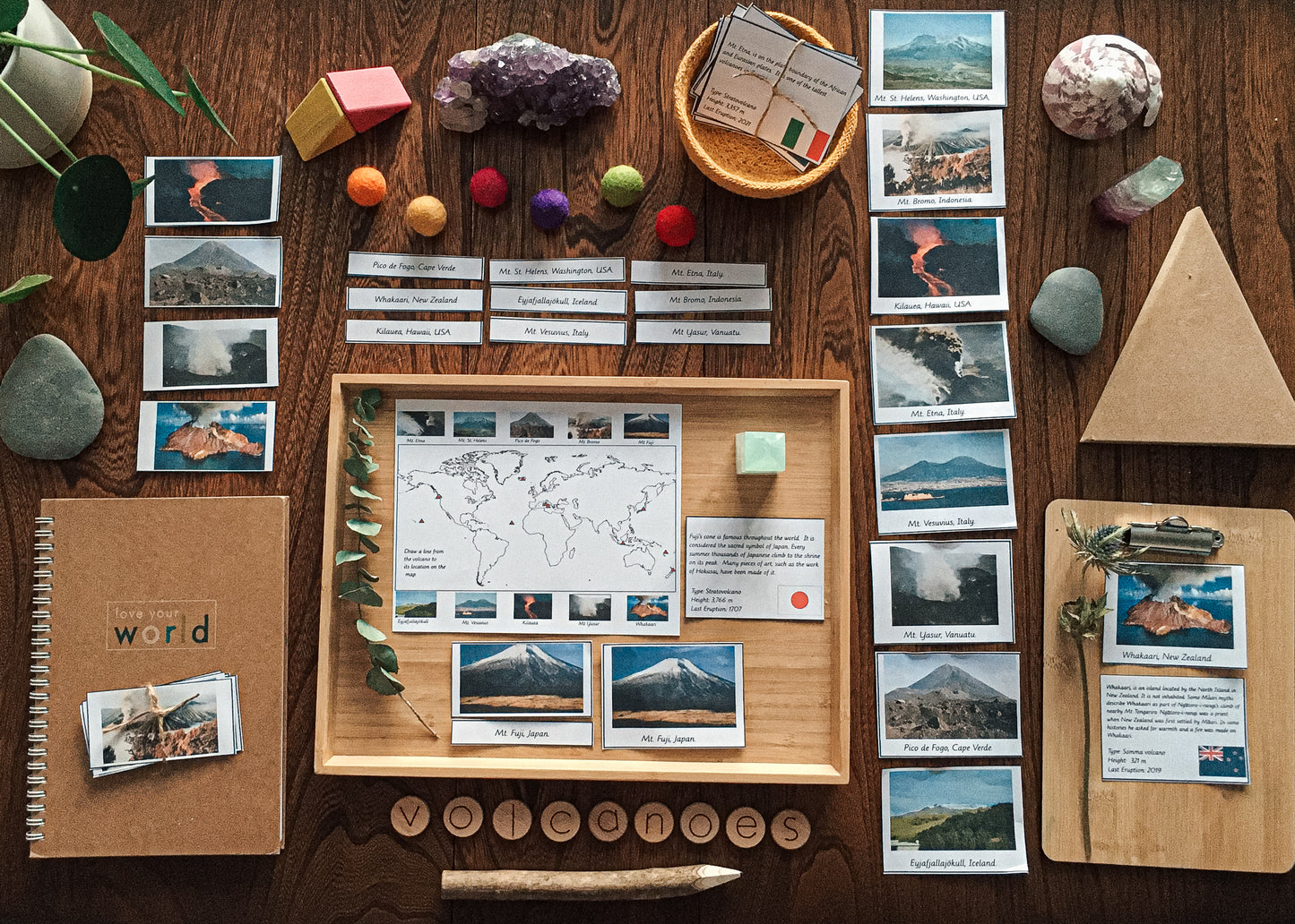 Volcanoes of the World matching cards - montessorikiwi