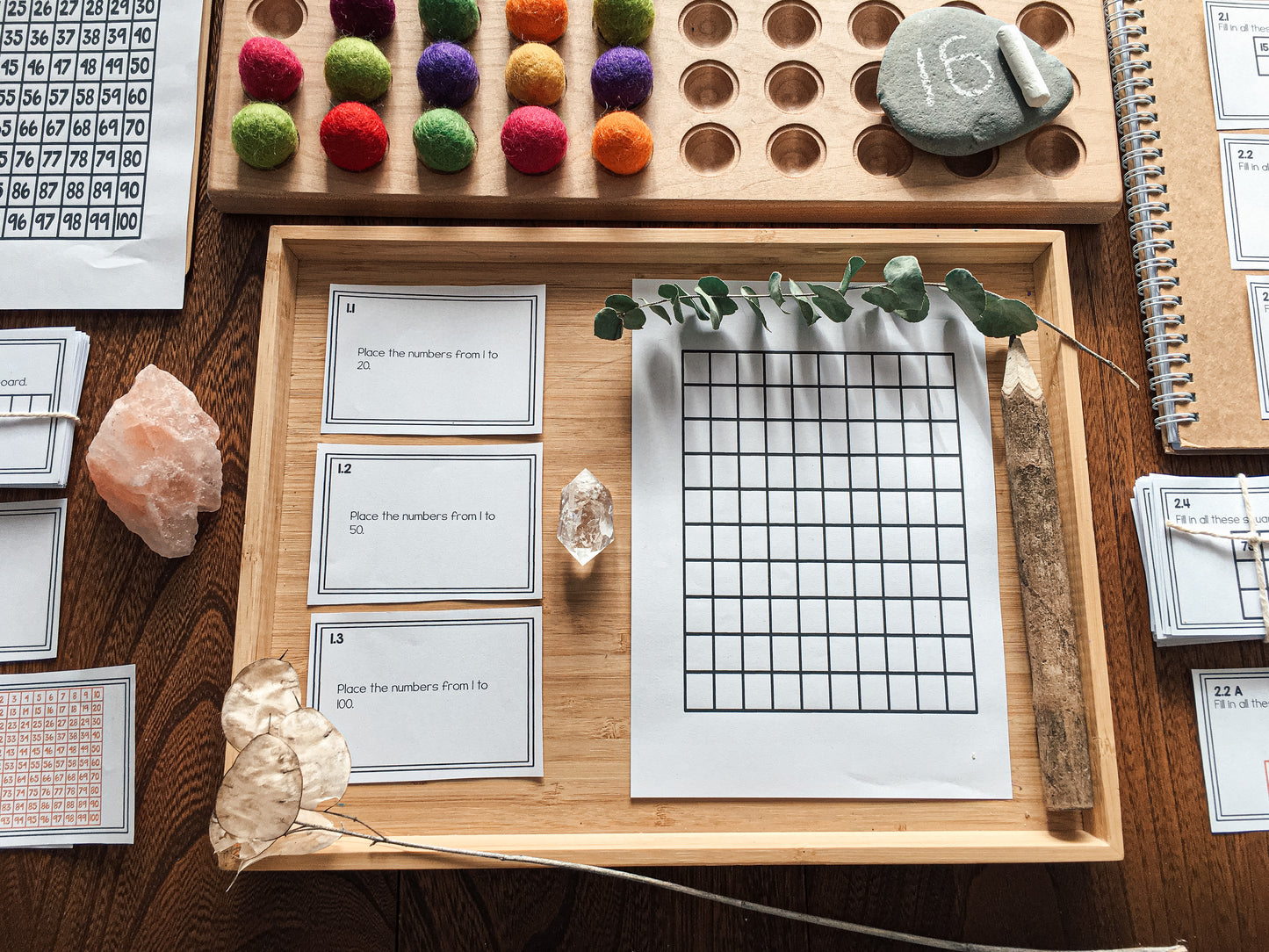 Montessori math: hundreds board task cards Bundle - montessorikiwi