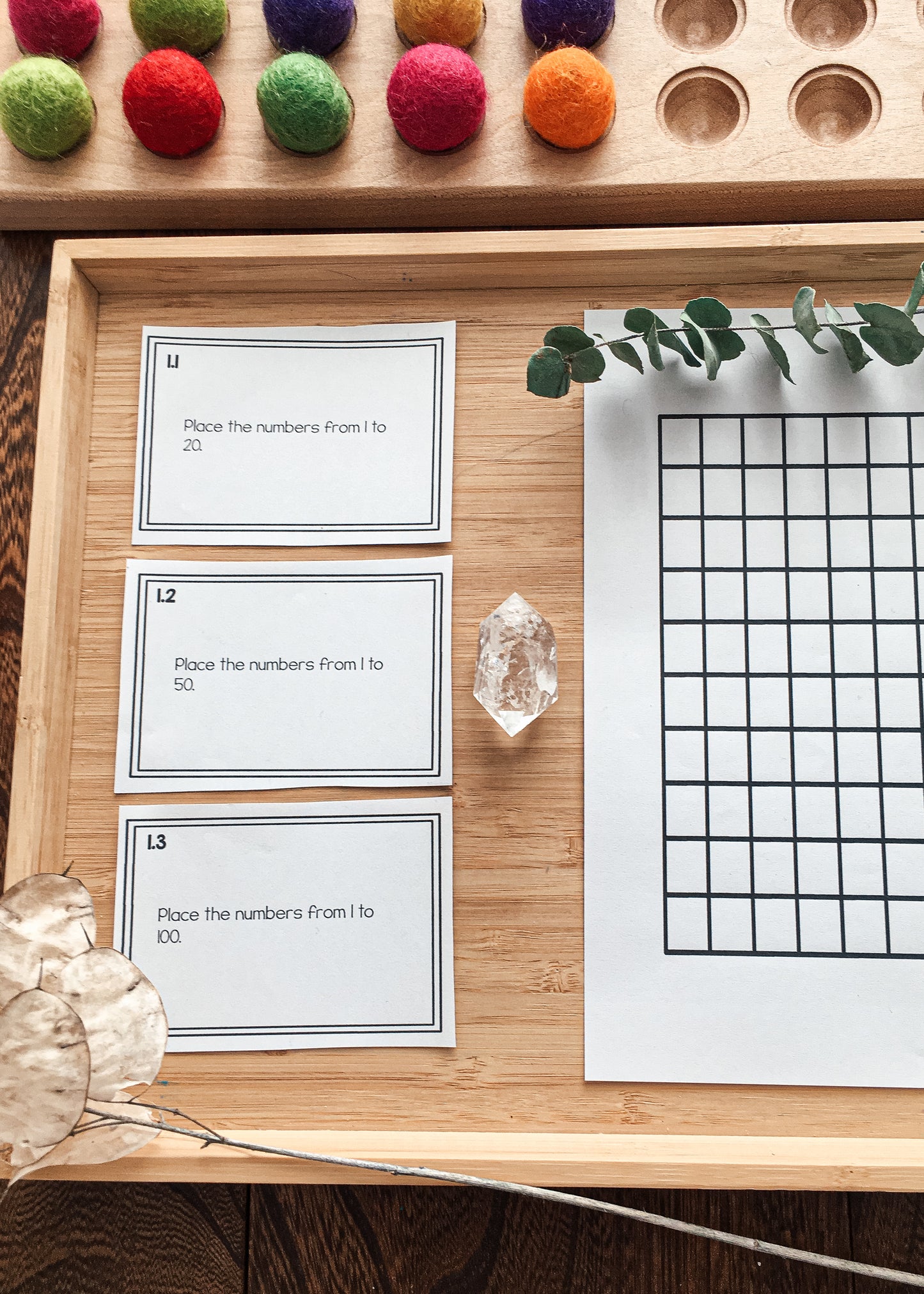 Montessori math: hundreds board task cards SET 1 - montessorikiwi