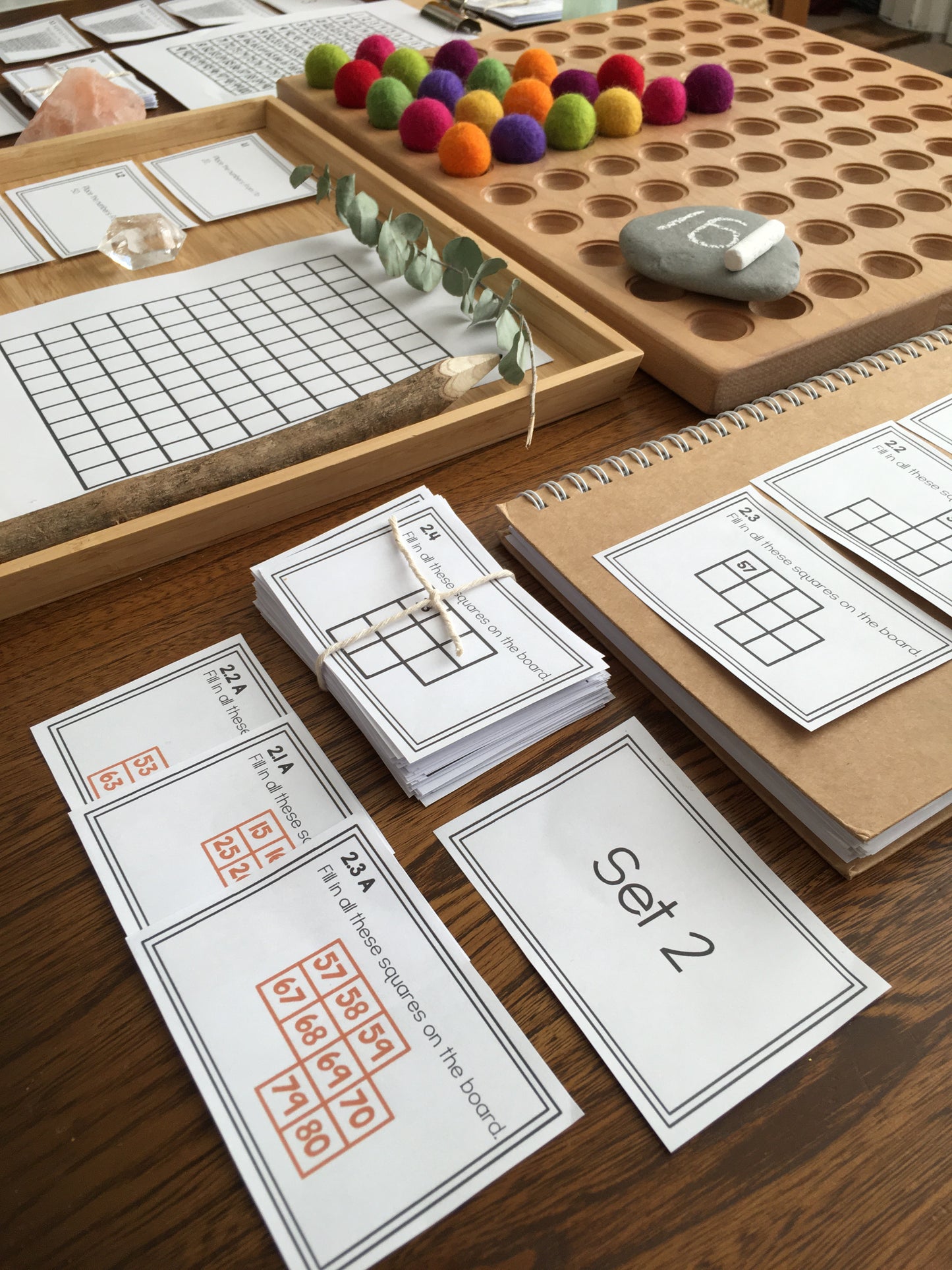 Montessori math: hundreds board task cards SET 2 - montessorikiwi