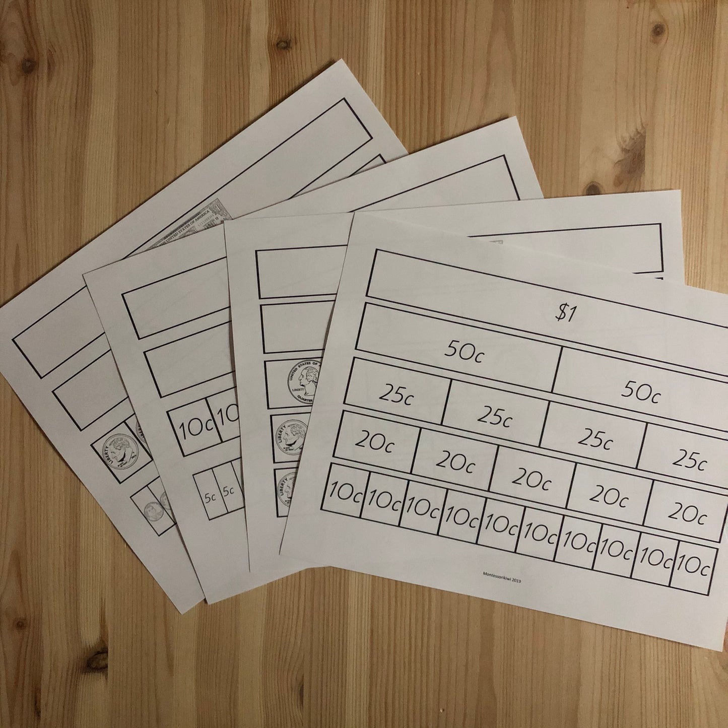 US Money Fraction Bars - montessorikiwi