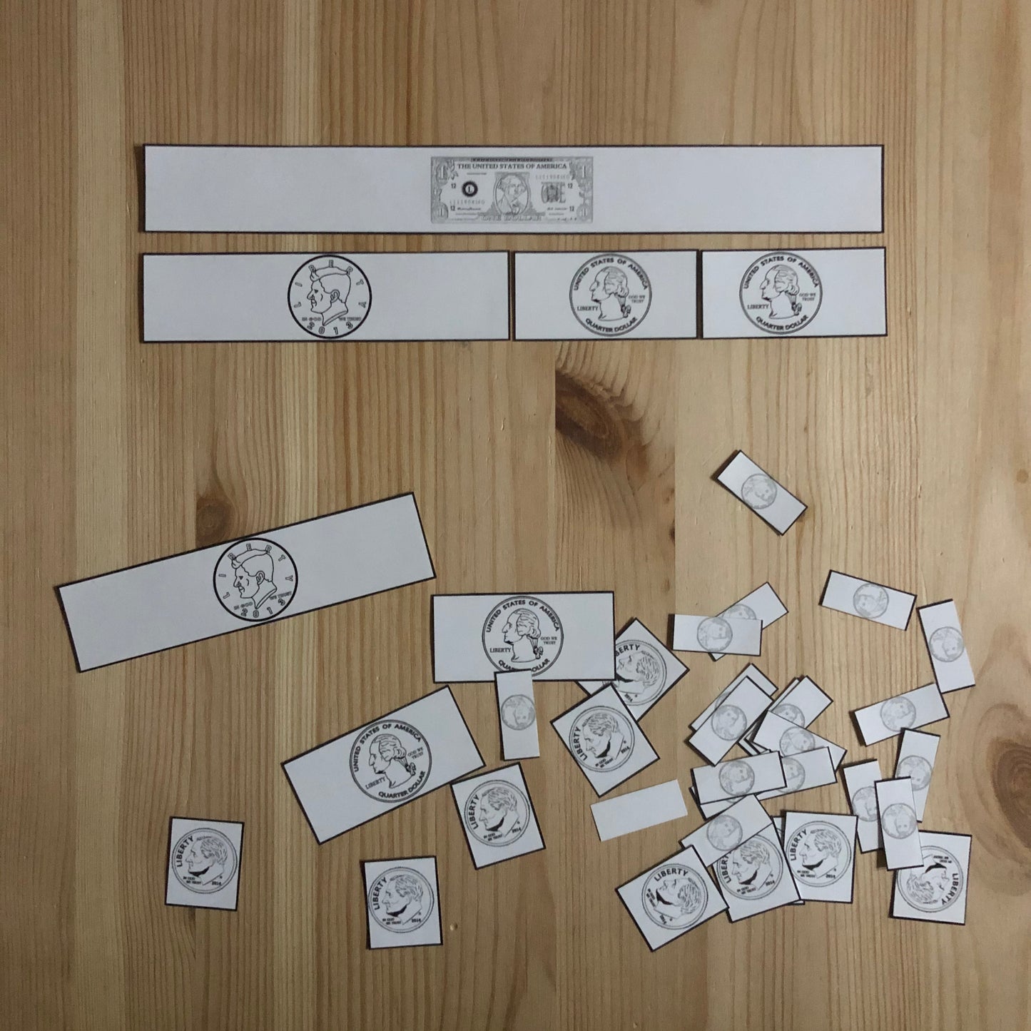 US Money Fraction Bars - montessorikiwi