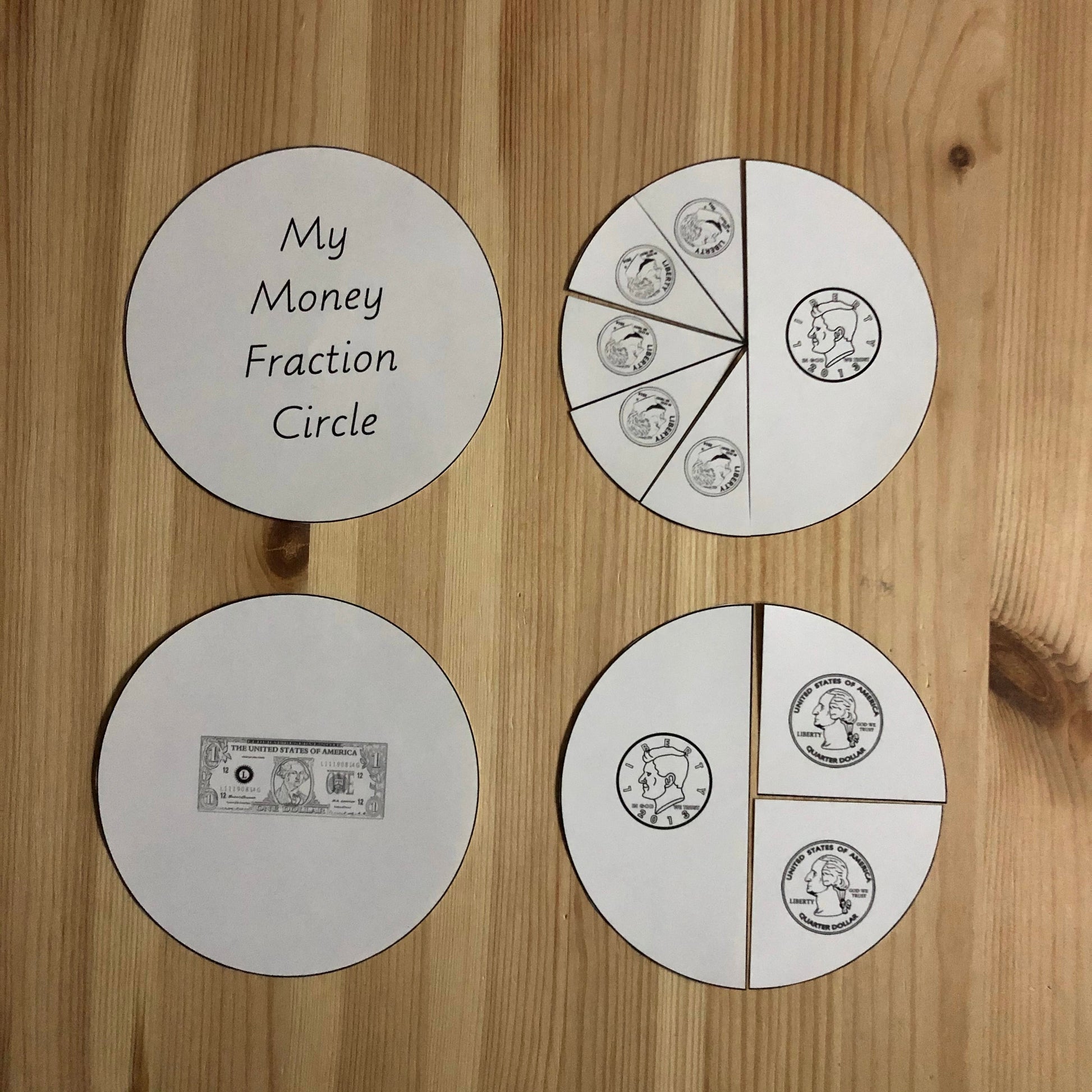 US Money Fraction Circle - montessorikiwi
