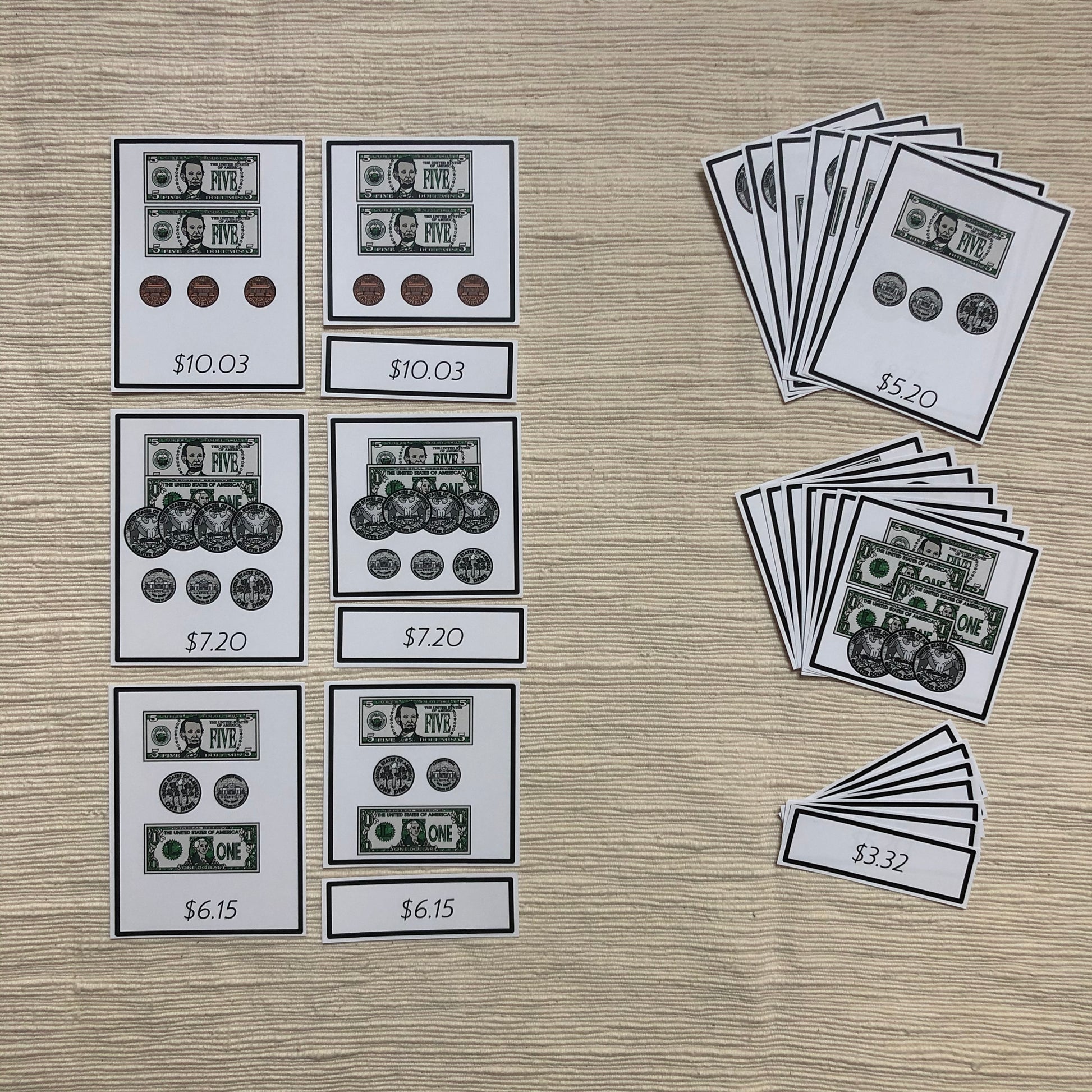 US Money Count The Amount Of Money 3 Part Cards - montessorikiwi