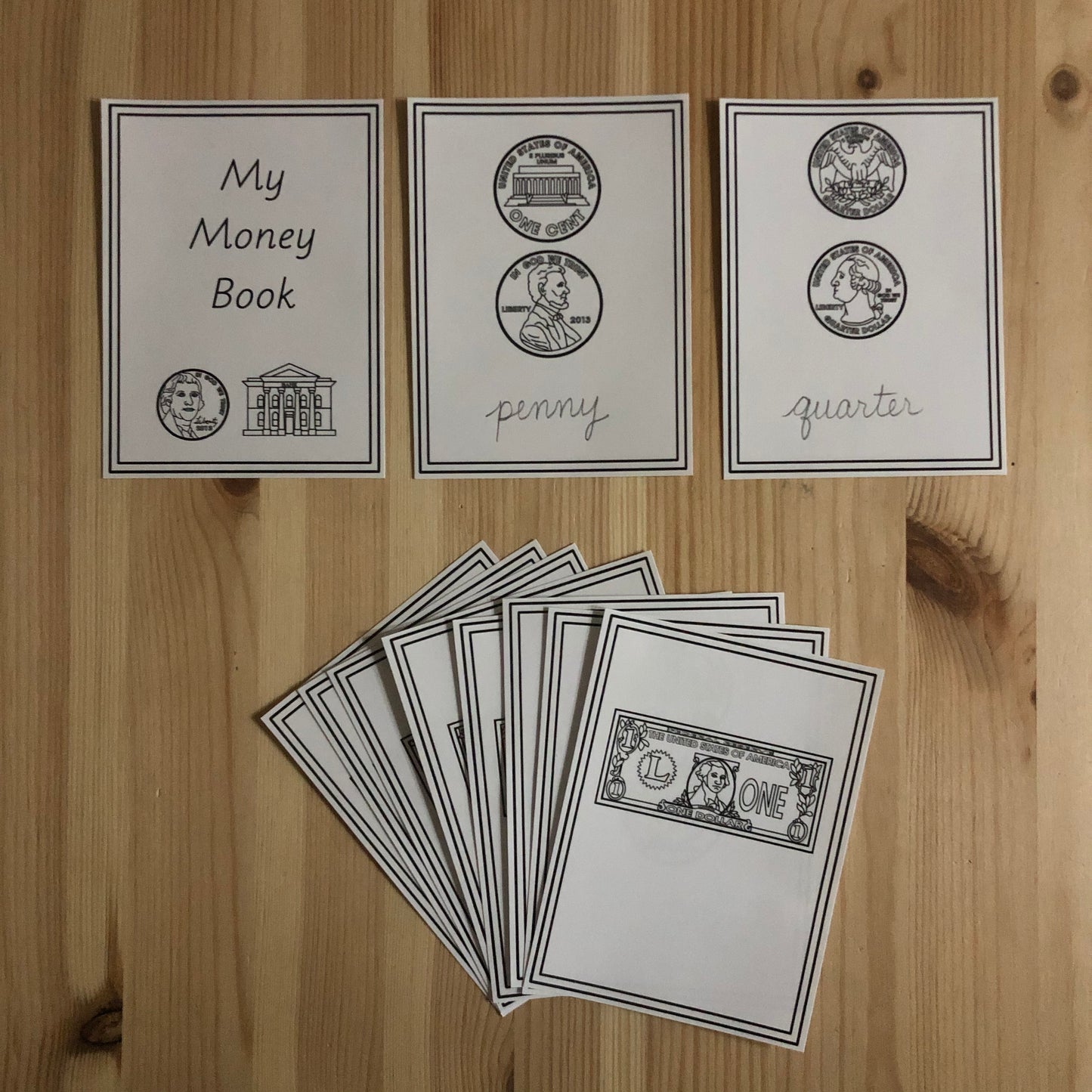 US Money Montessori Inspired Identifying Currency Book - montessorikiwi