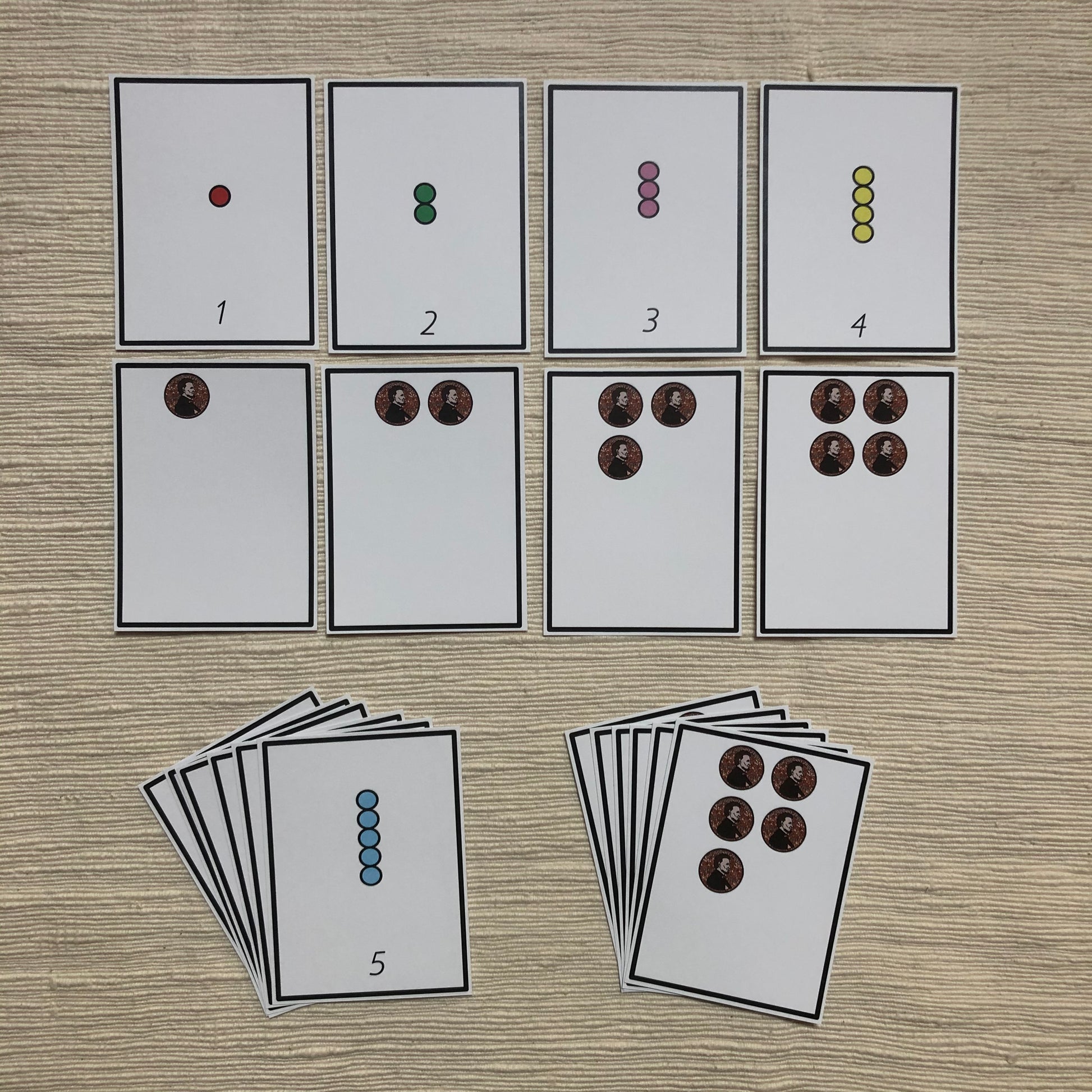 US Money Colored Bead to coin Match 1-10 - montessorikiwi
