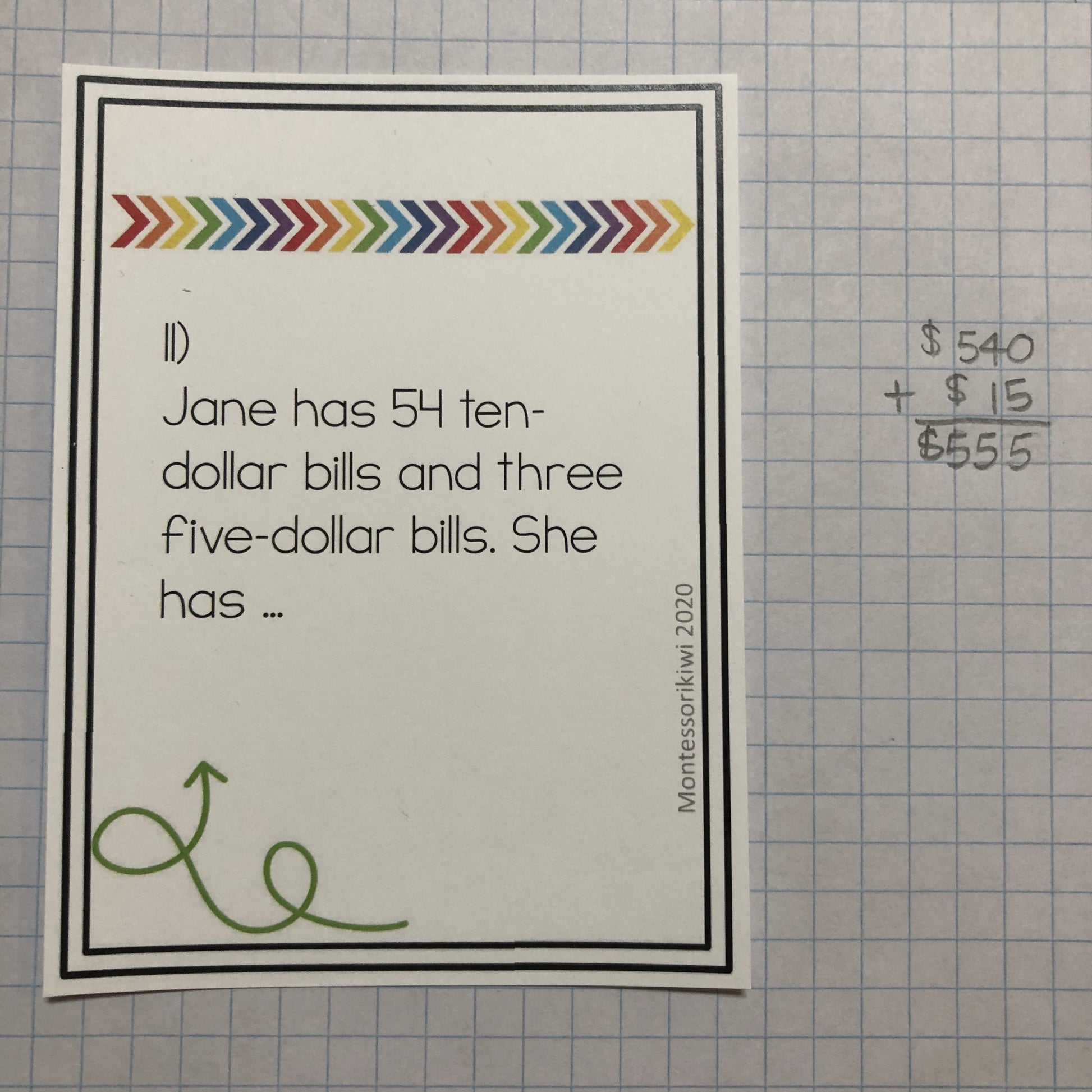 US Money Place Value Addition Task Cards - montessorikiwi