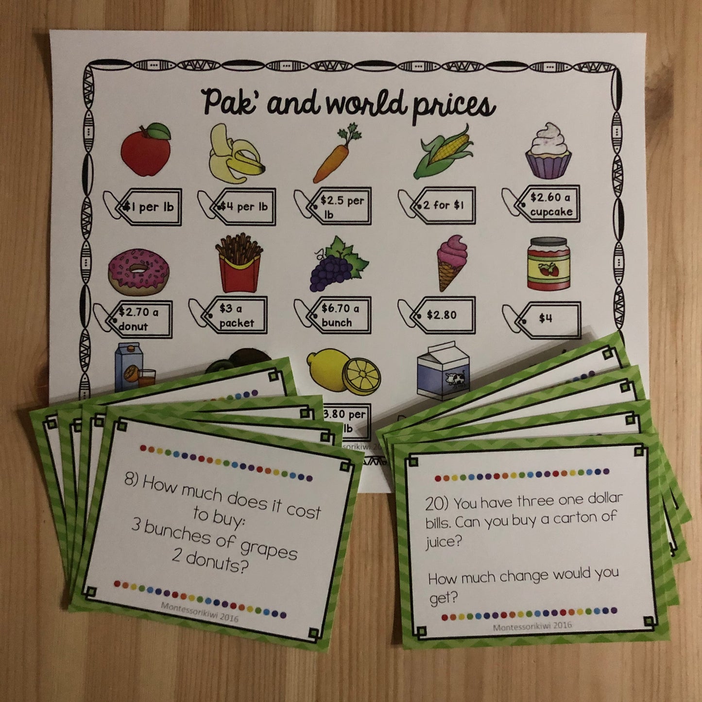 US Money Food Shopping Game - montessorikiwi
