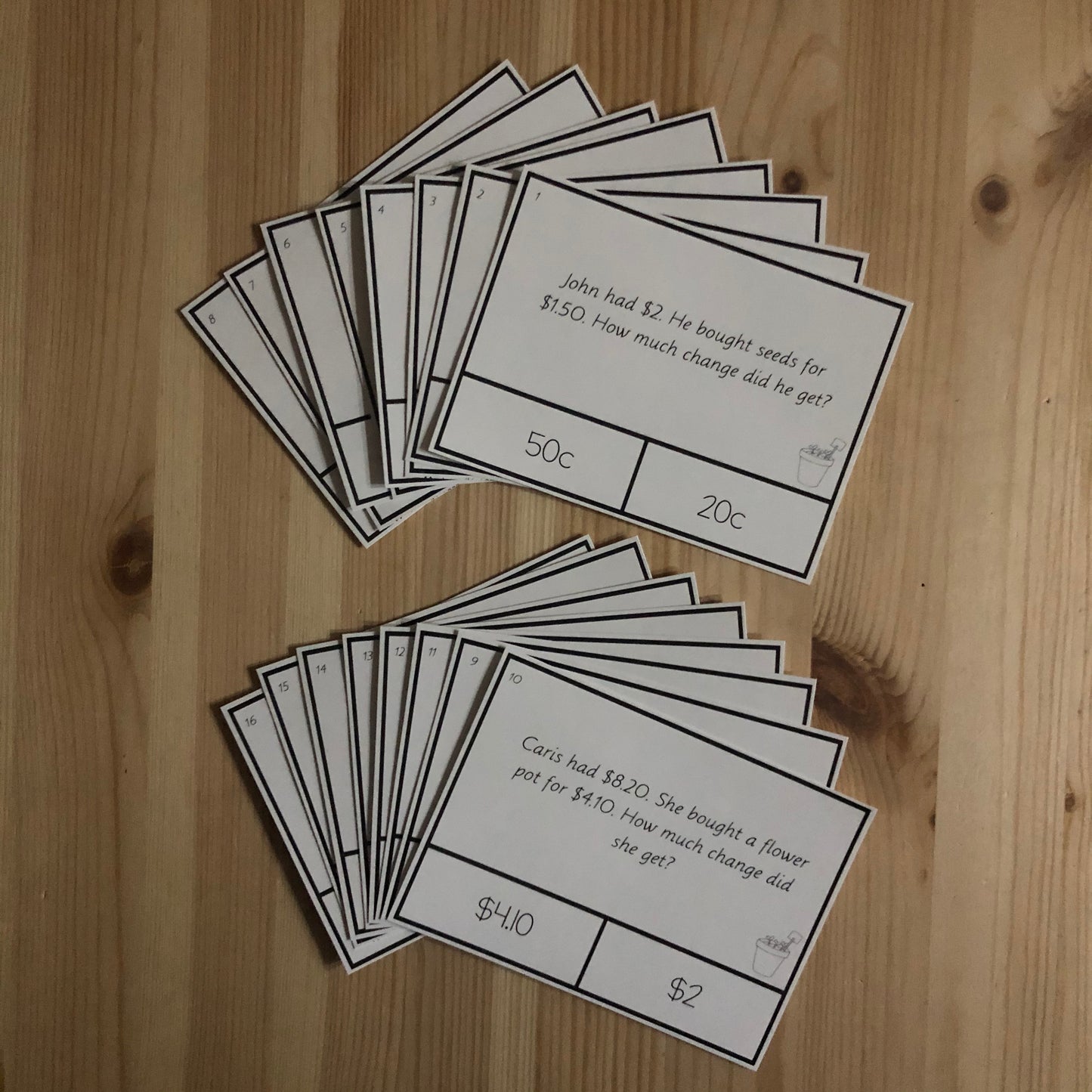 US Money Gardening Themed Giving Change Clip and Flip Cards - montessorikiwi