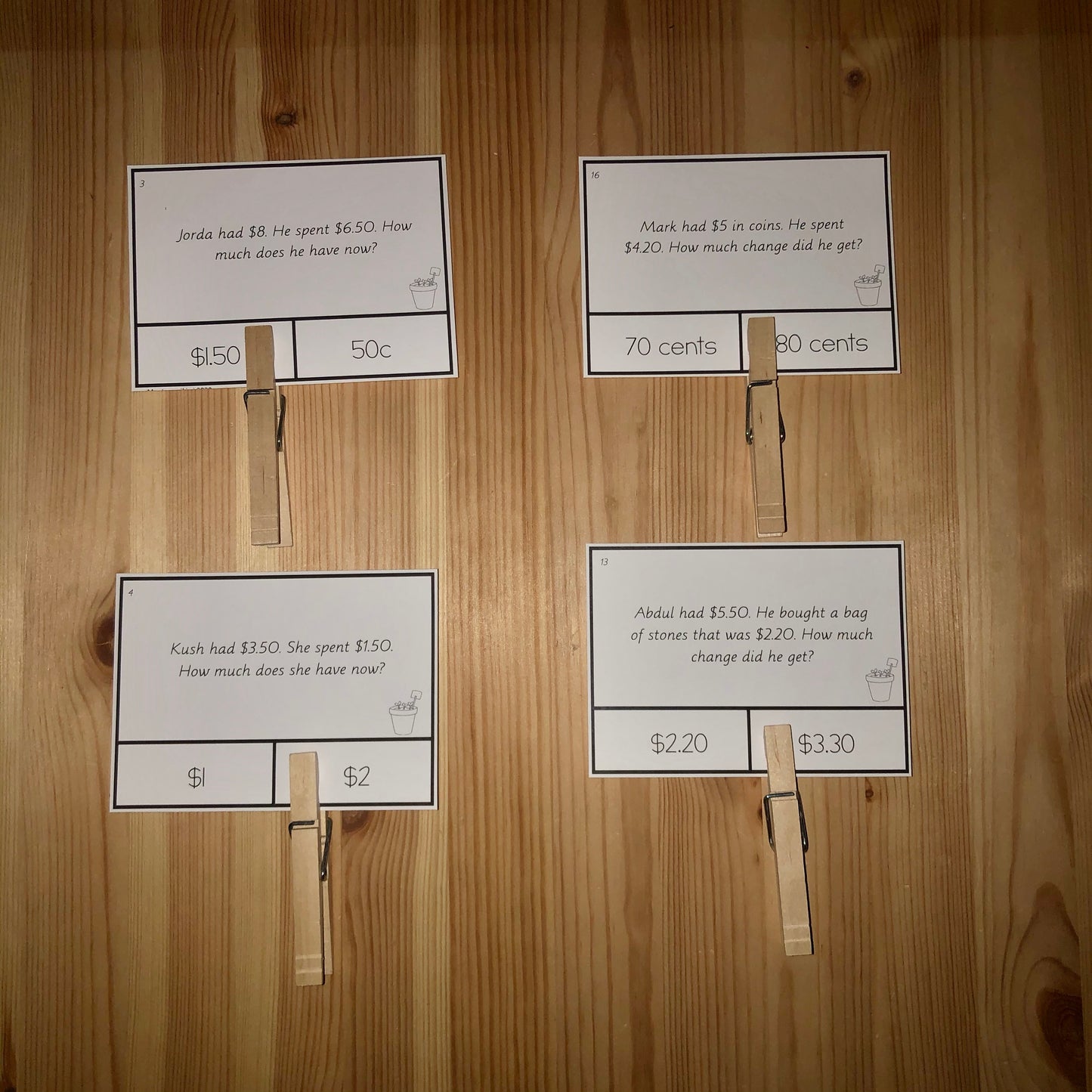 US Money Gardening Themed Giving Change Clip and Flip Cards - montessorikiwi