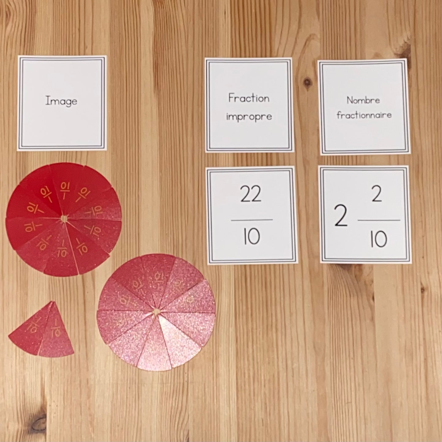 Association des fractions impropres (Improper Fraction Match-Up French) - montessorikiwi