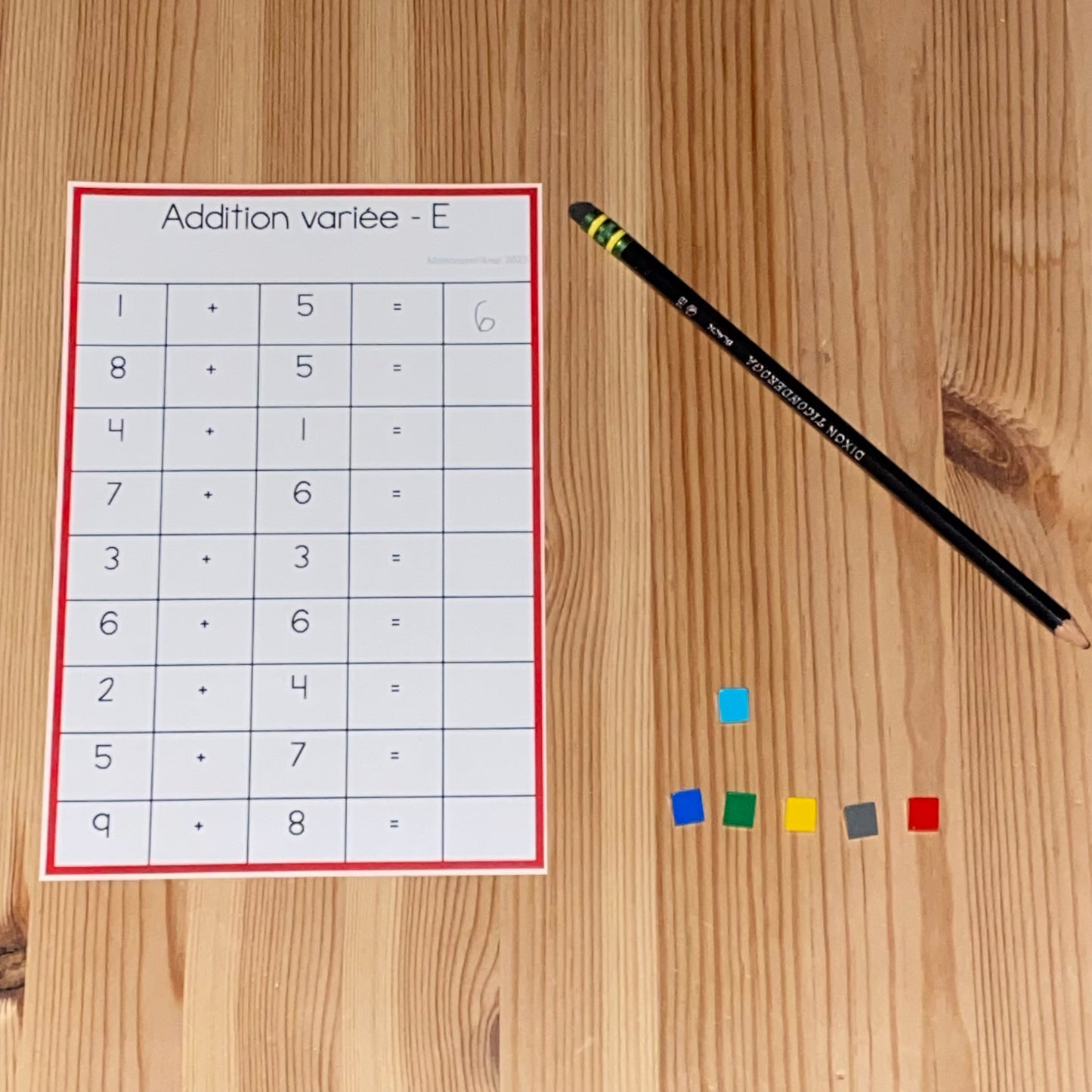 Tables d’addition (addition charts - french) - montessorikiwi