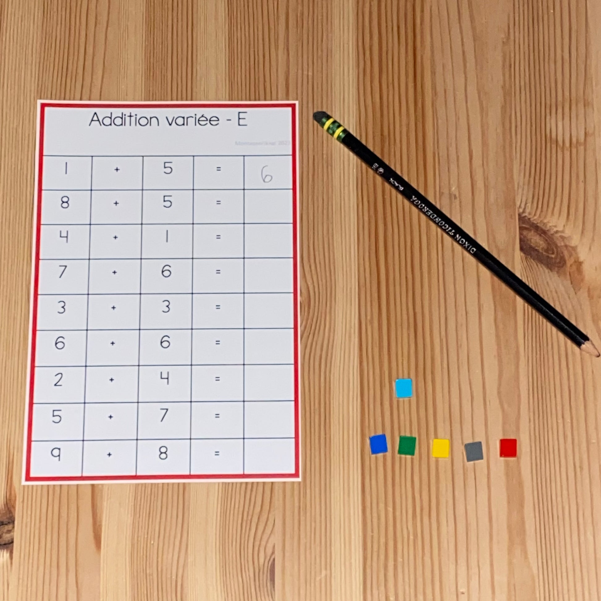 Tables d’addition (addition charts - french) - montessorikiwi