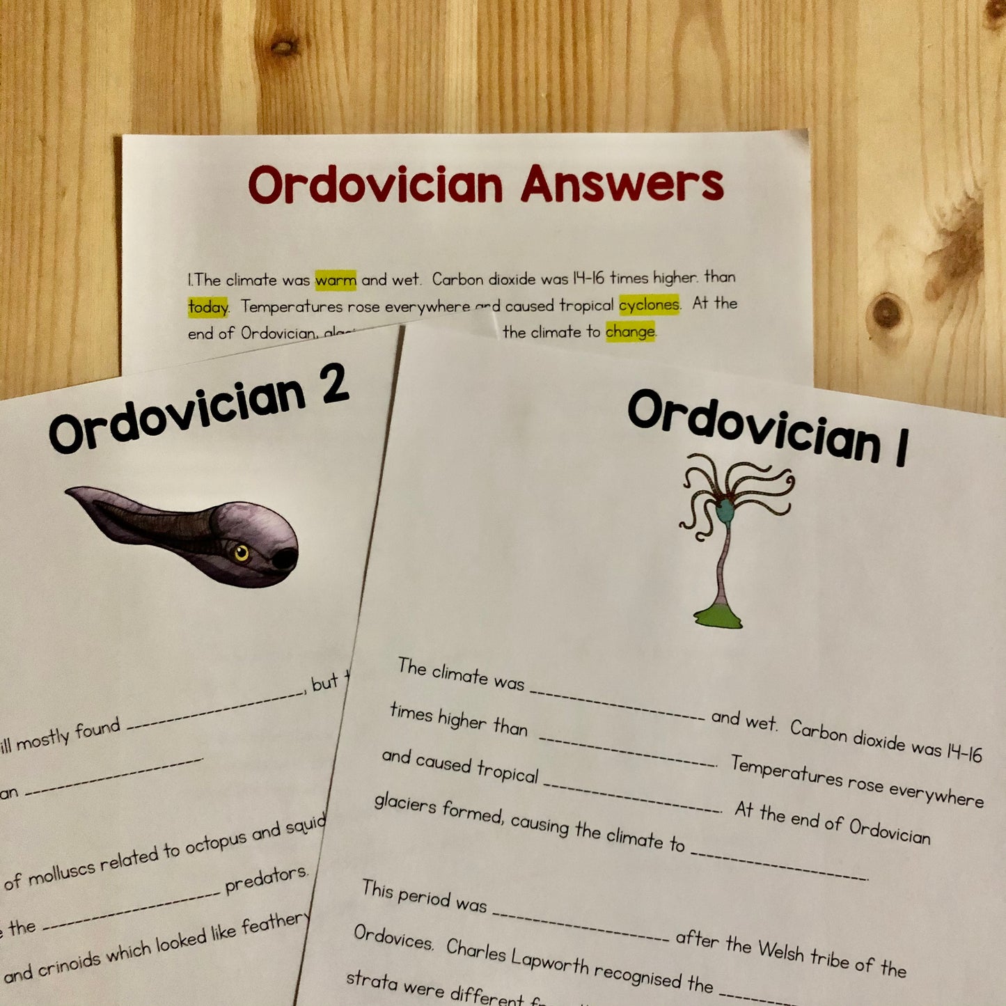 Paleozoic Cloze Resources - Montessori reading material (cosmic) - montessorikiwi