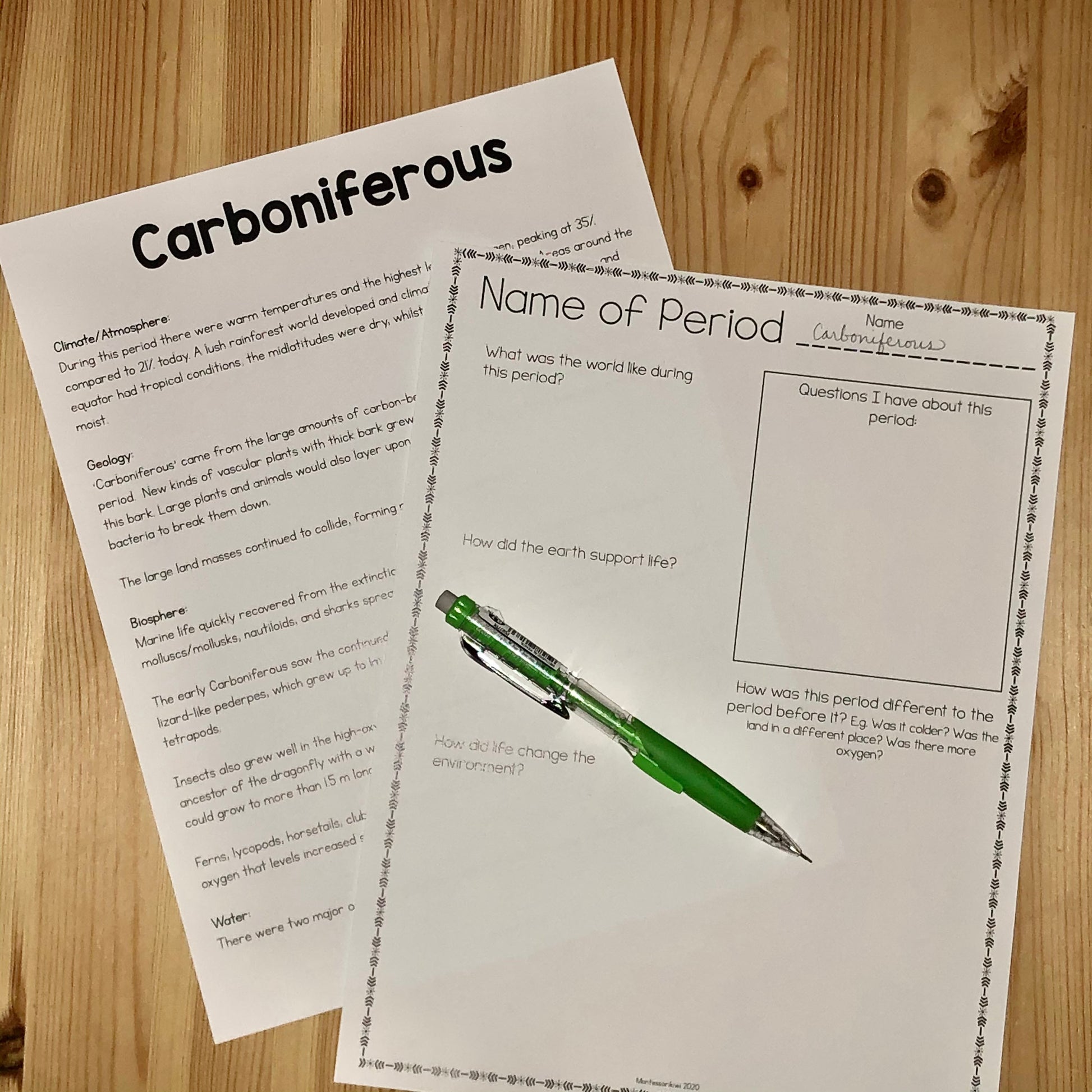 Paleozoic, Mesozoic, & Cenozoic Activities Bundle - montessorikiwi