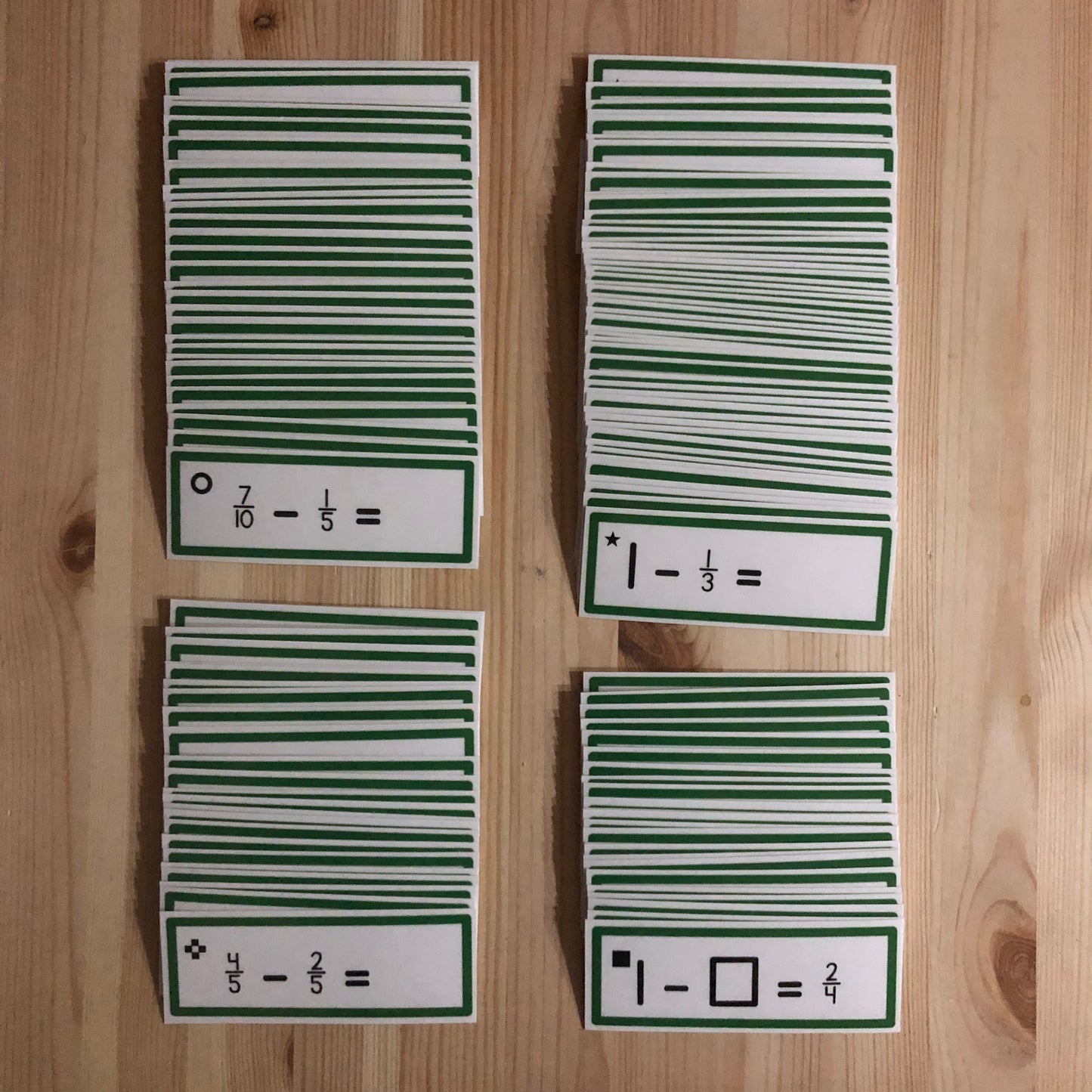 Subtraction of Fraction Tickets - montessorikiwi