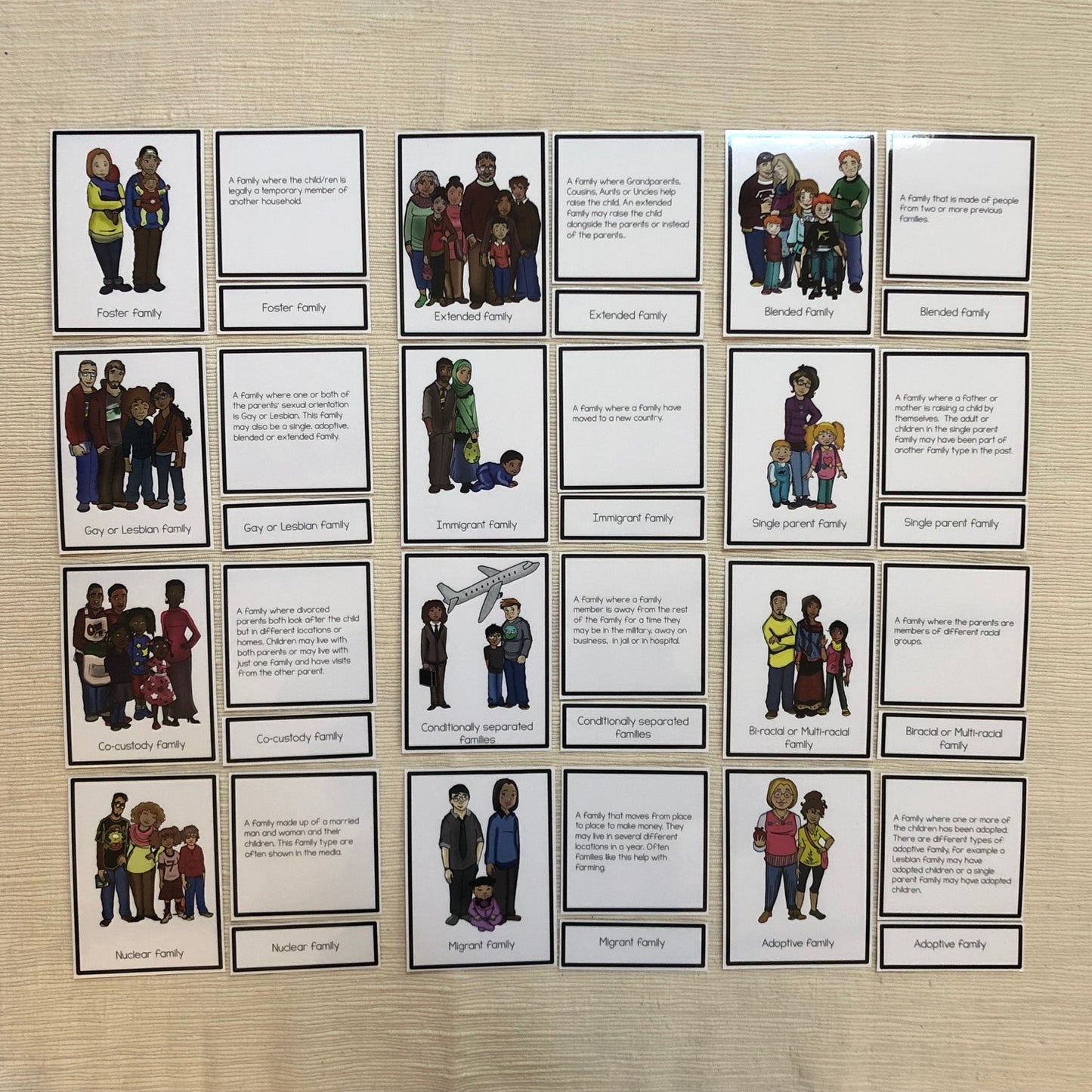 Family types matching cards - montessorikiwi