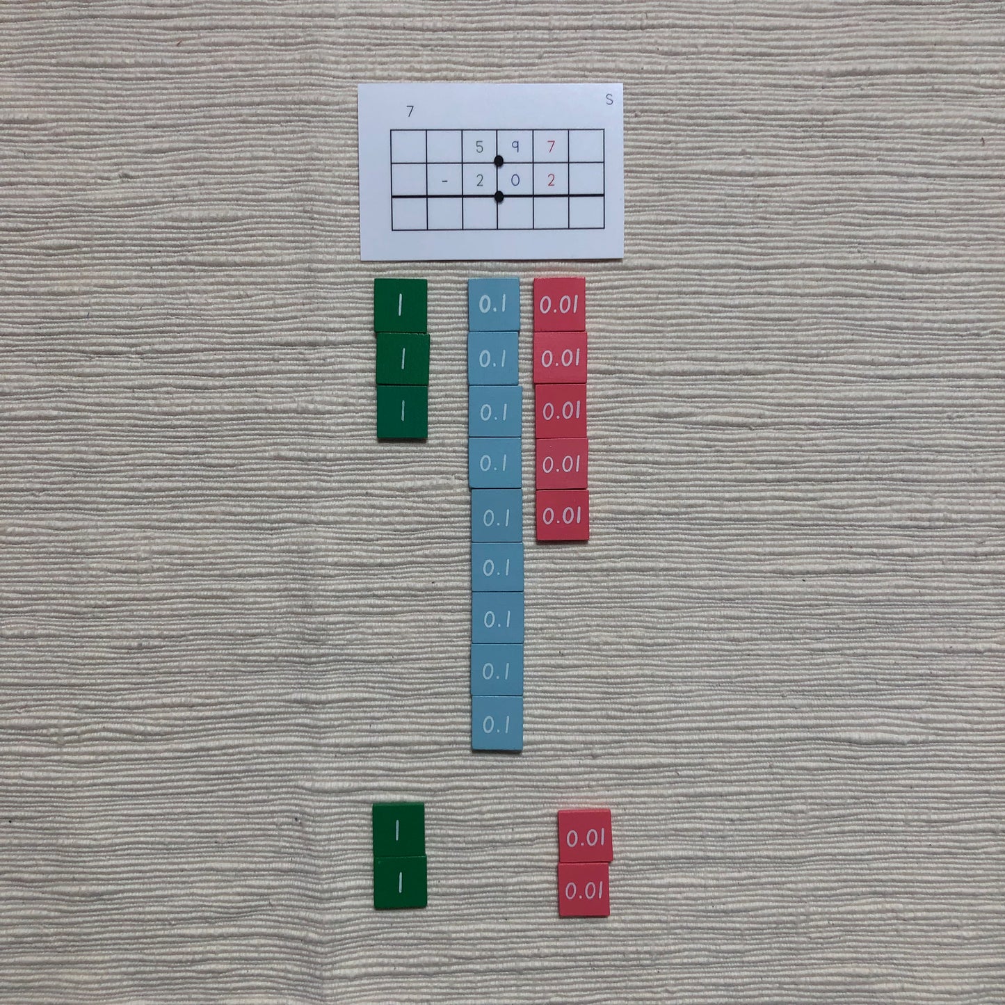 Subtraction of Decimal Task Cards - montessorikiwi