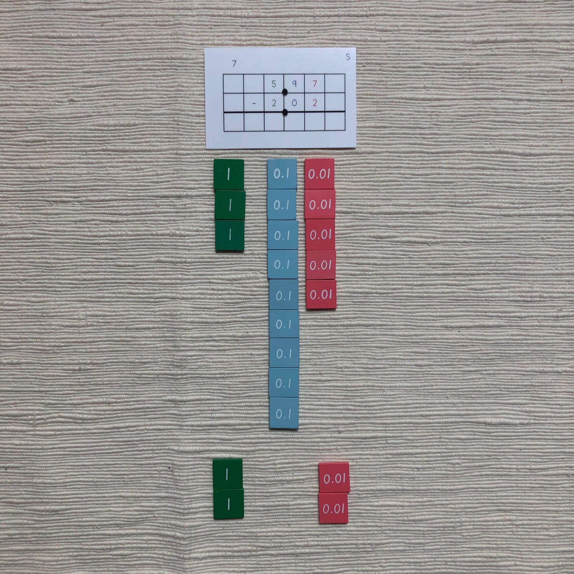 Subtraction of Decimal Task Cards - montessorikiwi