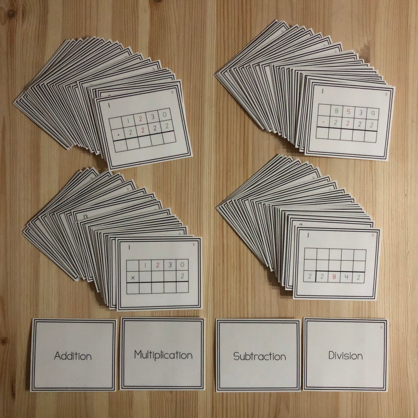 Four digit equations (Montessori) - montessorikiwi