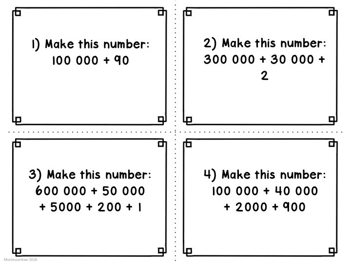 Montessori math: advanced place value task cards set 2 - montessorikiwi