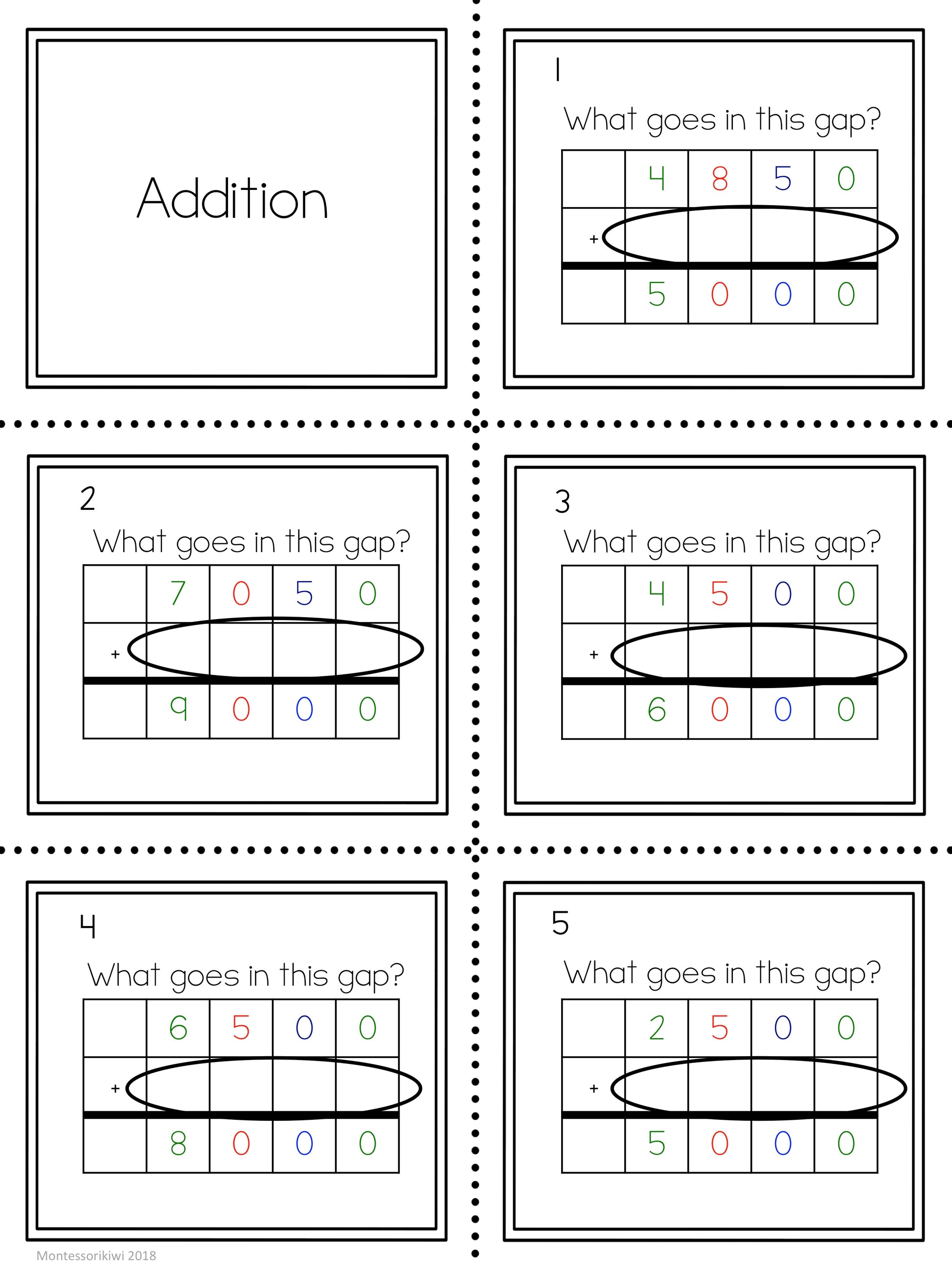 Four digit 'Gateway to Algebra' questions - montessorikiwi