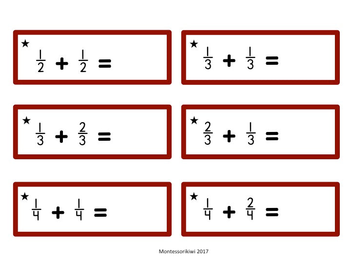 Addition of Fraction Tickets - montessorikiwi