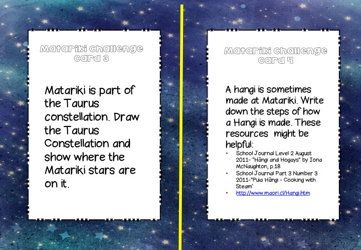 Matariki Challenge Cards - montessorikiwi