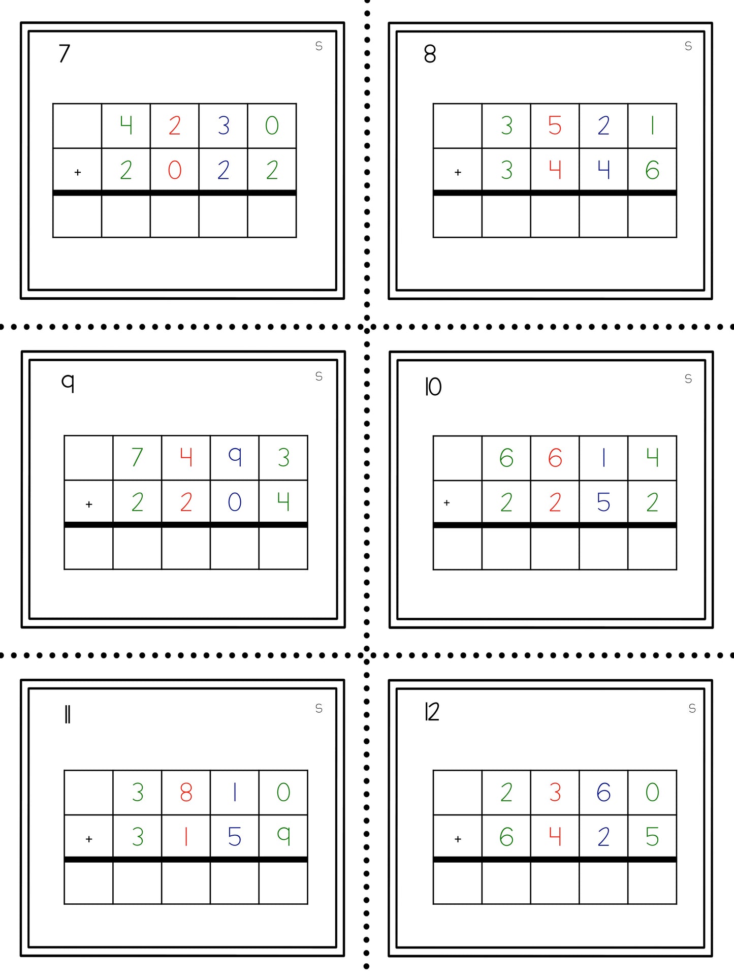Four digit equations (Montessori) - montessorikiwi