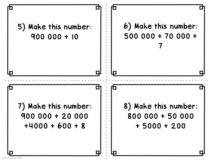 Montessori math: advanced place value task cards set 2 - montessorikiwi