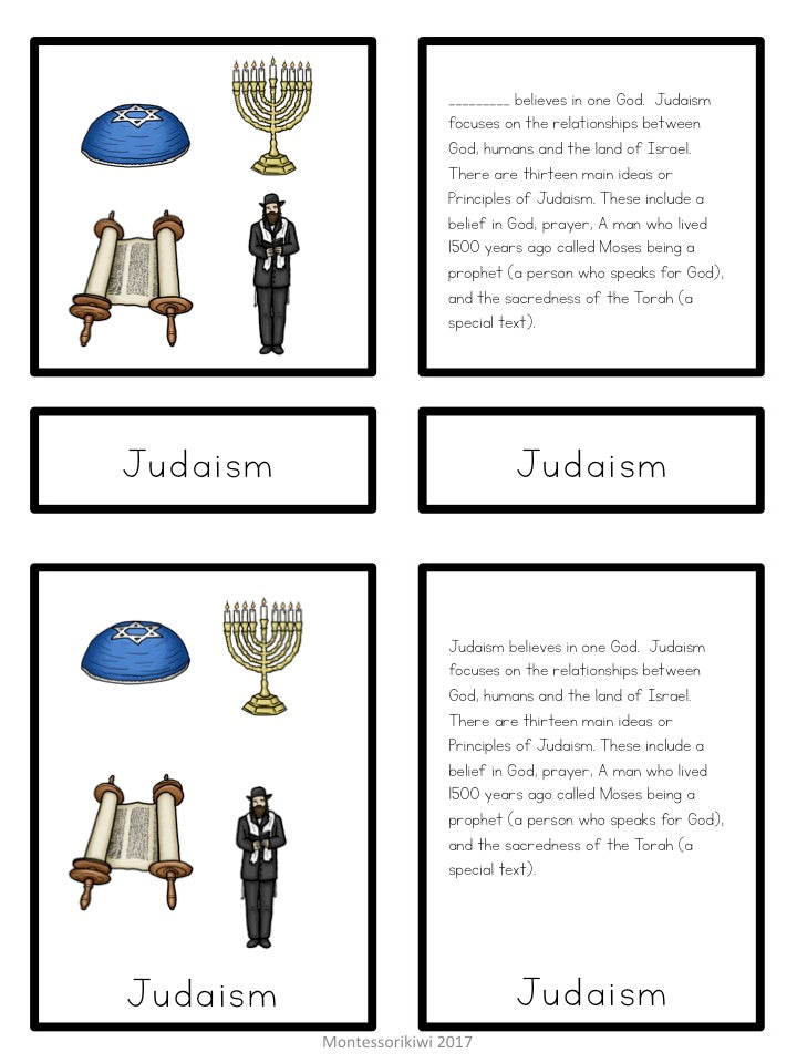 Judaism 5 part cards (cosmic) - montessorikiwi