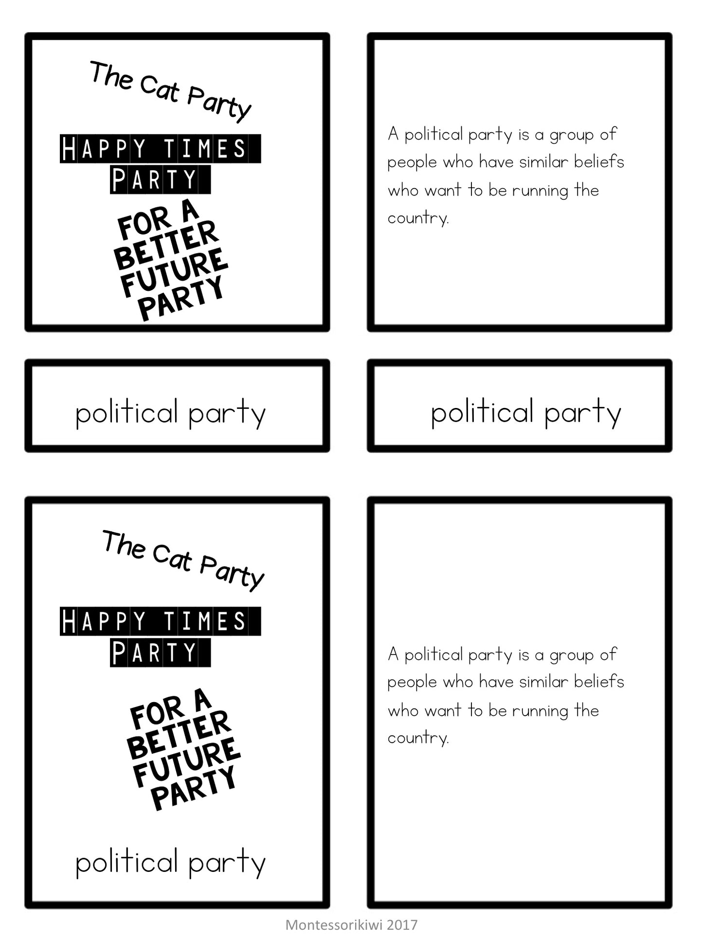 Election words vocabulary - montessorikiwi