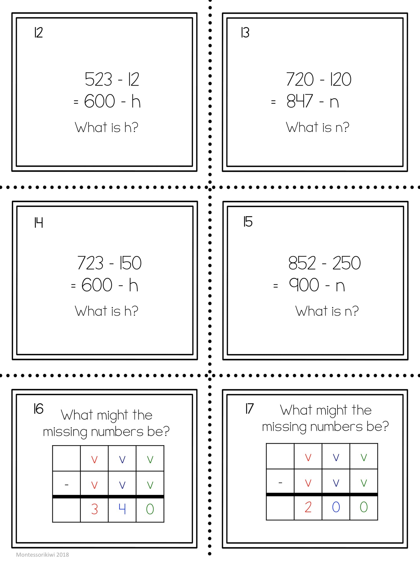 Three digit 'Gateway to Algebra' questions - montessorikiwi