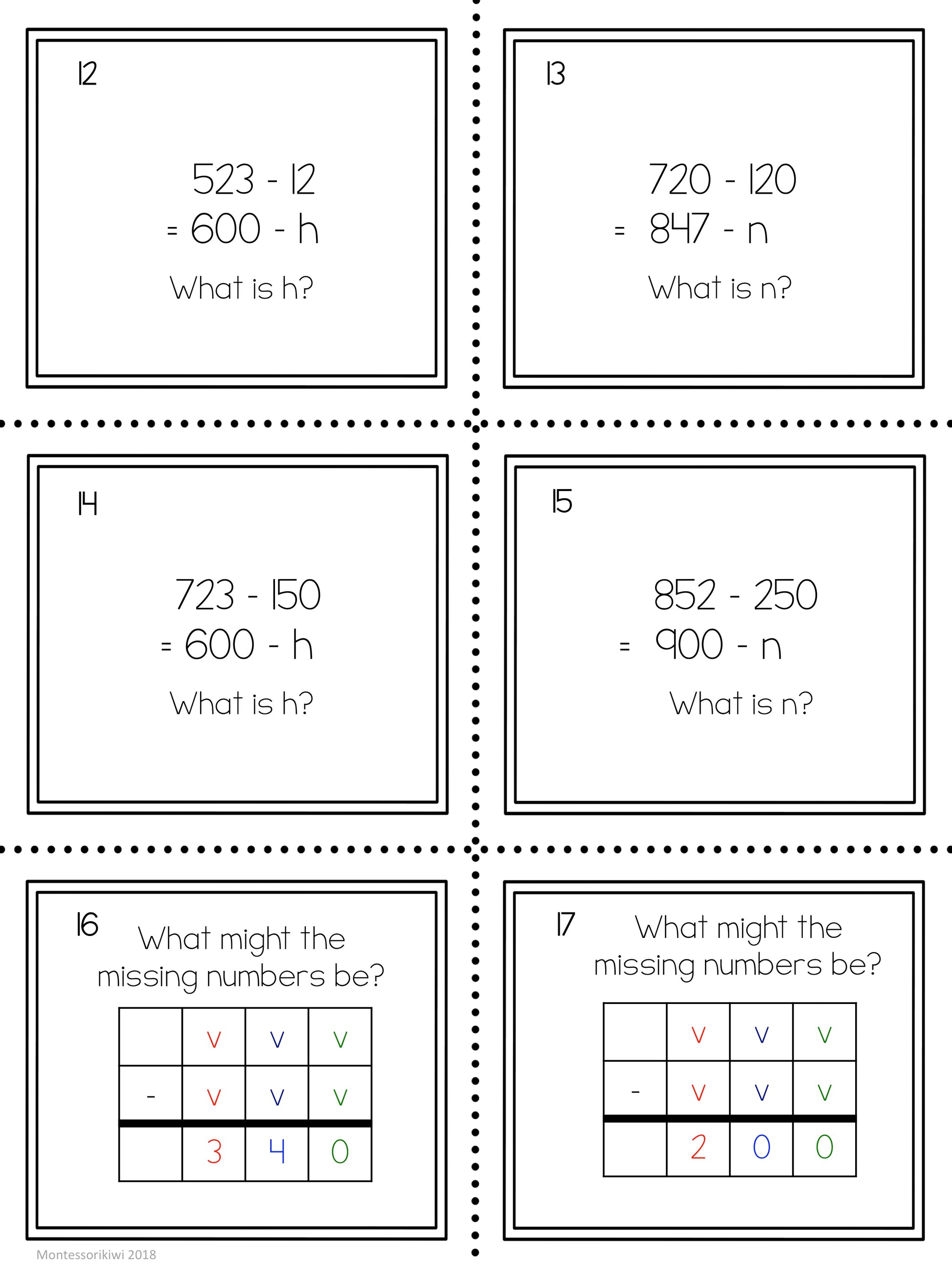 Three digit 'Gateway to Algebra' questions - montessorikiwi