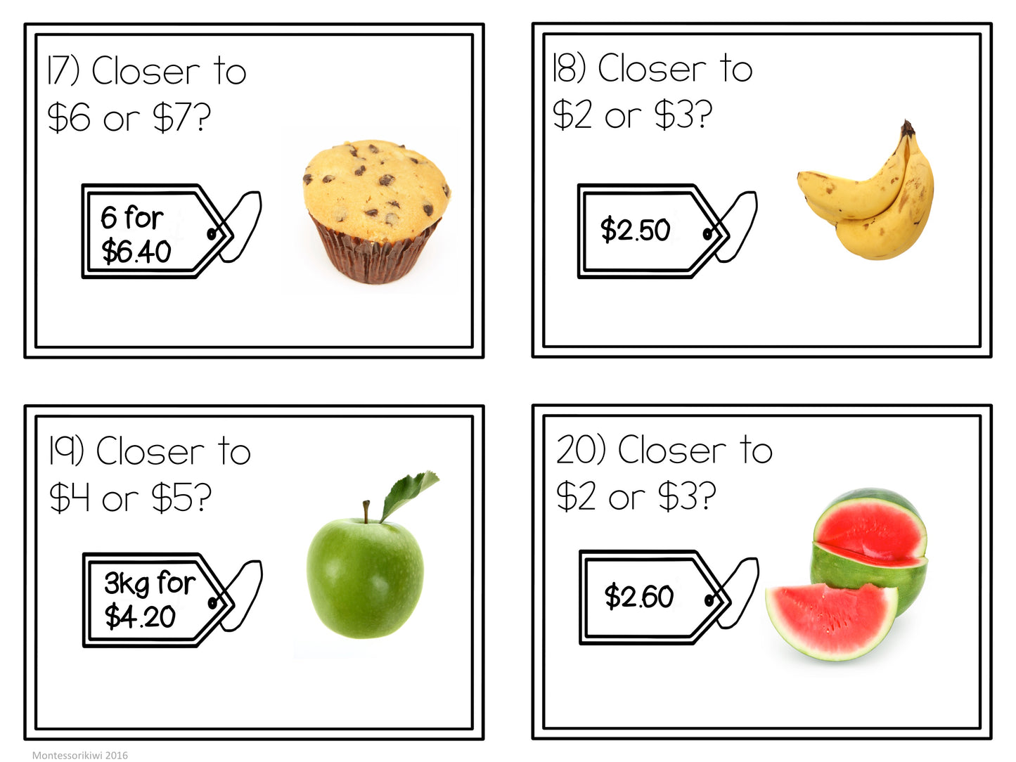 New Zealand Money Level 2: Rounding to nearest dollar task cards - montessorikiwi